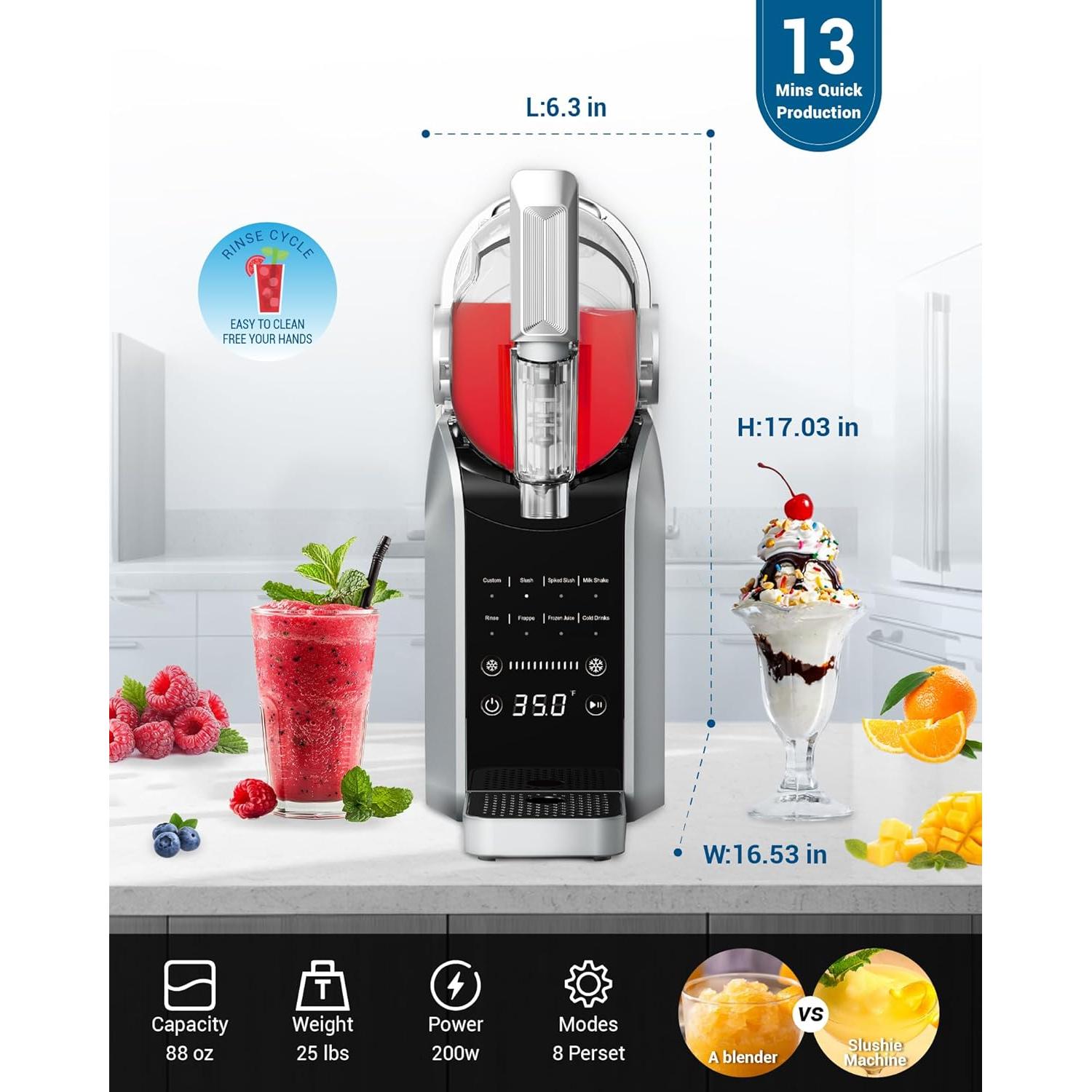 Máquina de Slushie Wongic 88 oz Automática con Enfriamiento Rápido