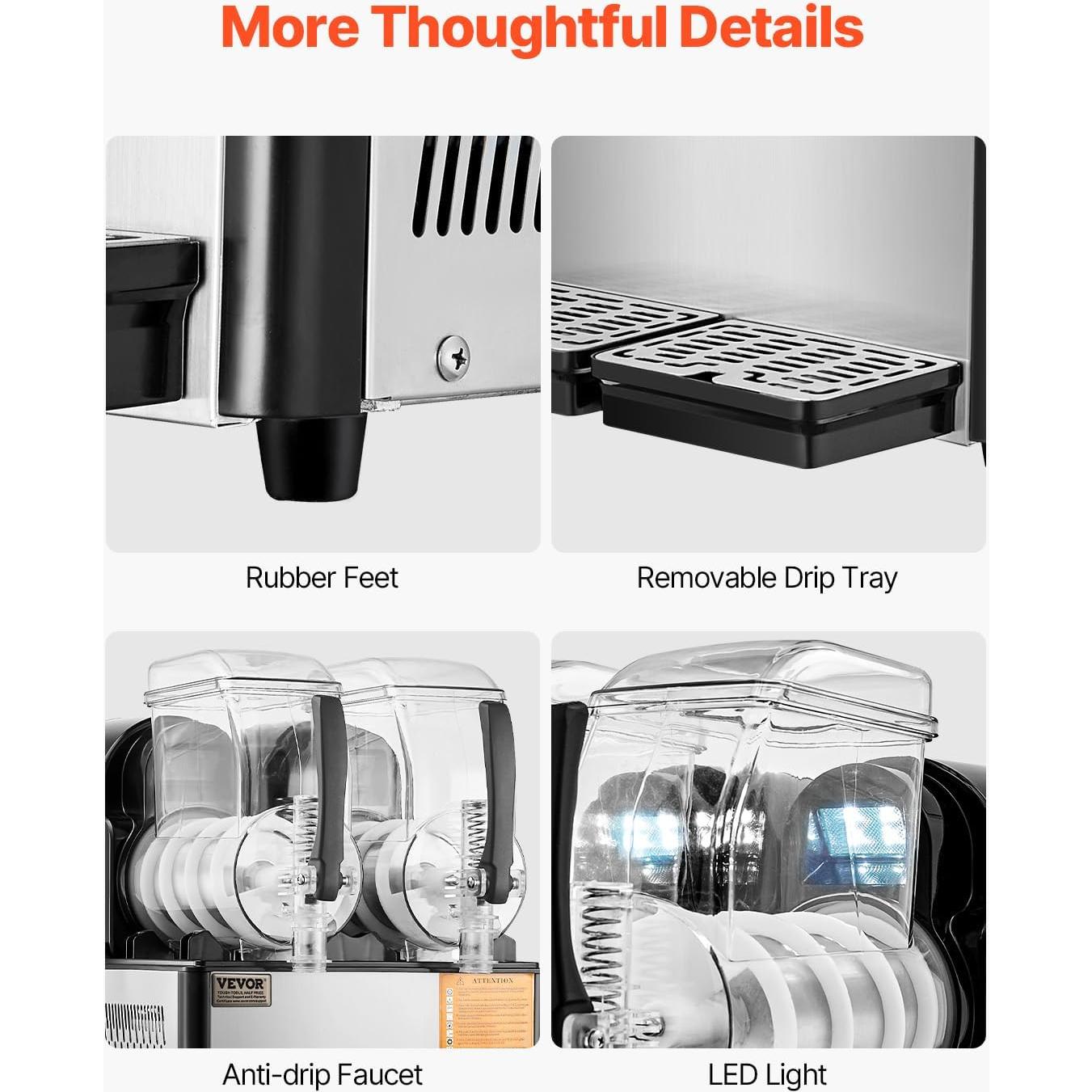 Máquina de Slushie Comercial VEVOR 4L x 2 Doble Tanque