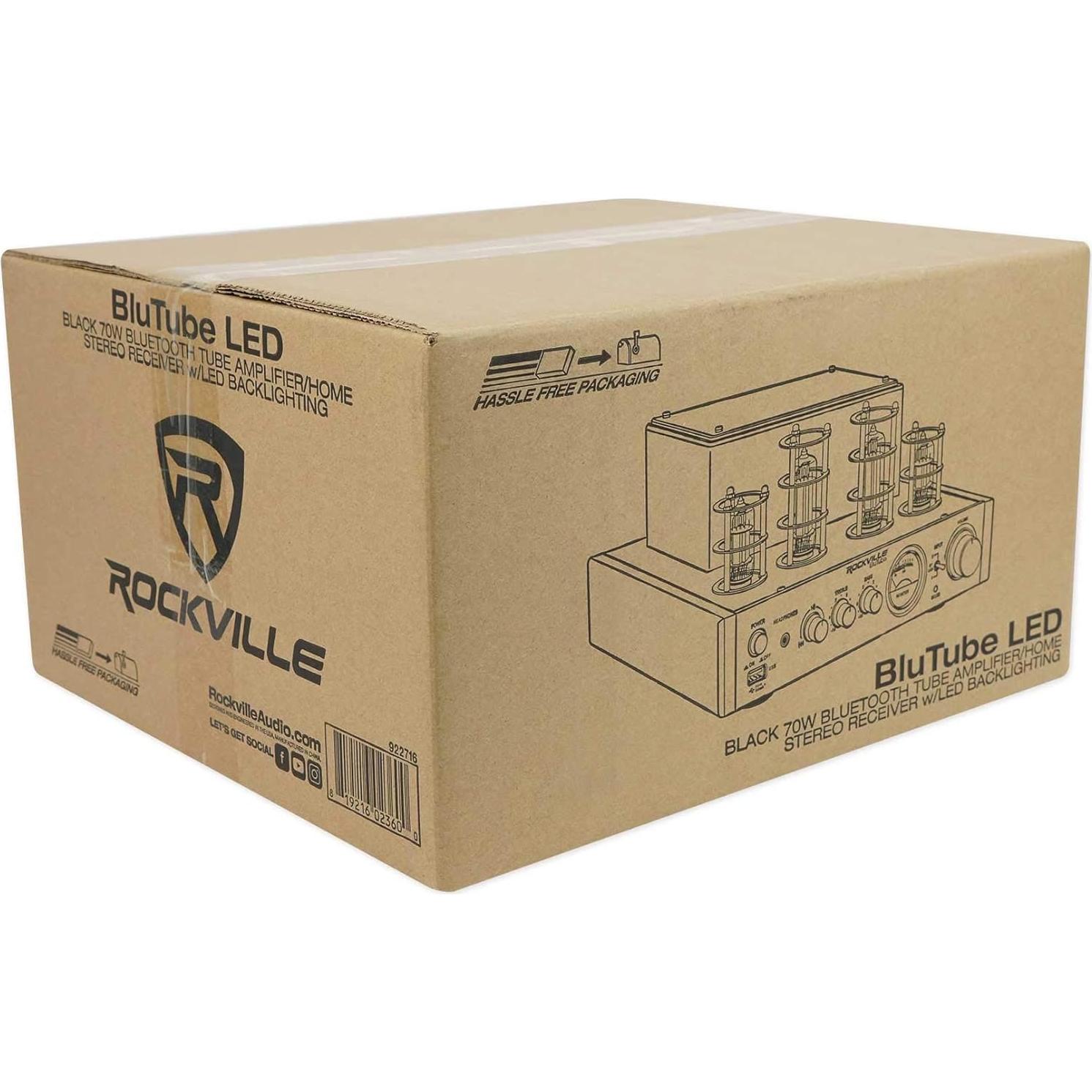 Amplificador de tubo Rockville BluTube LED + 2 Altavoces 20cm