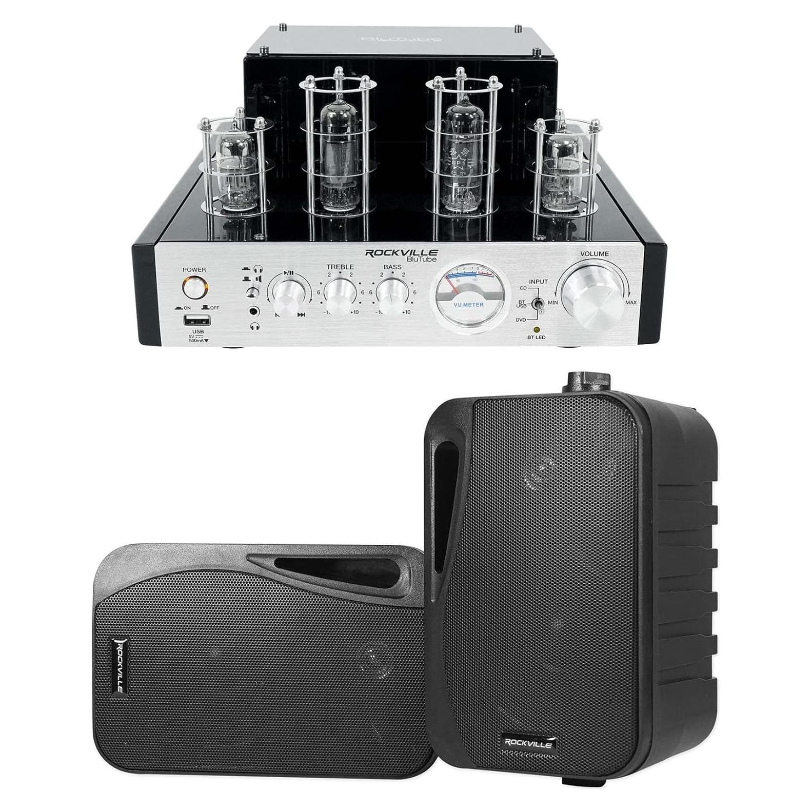 Rockville BluTube Amplificador de Válvulas 70W + 2 Altavoces 4"