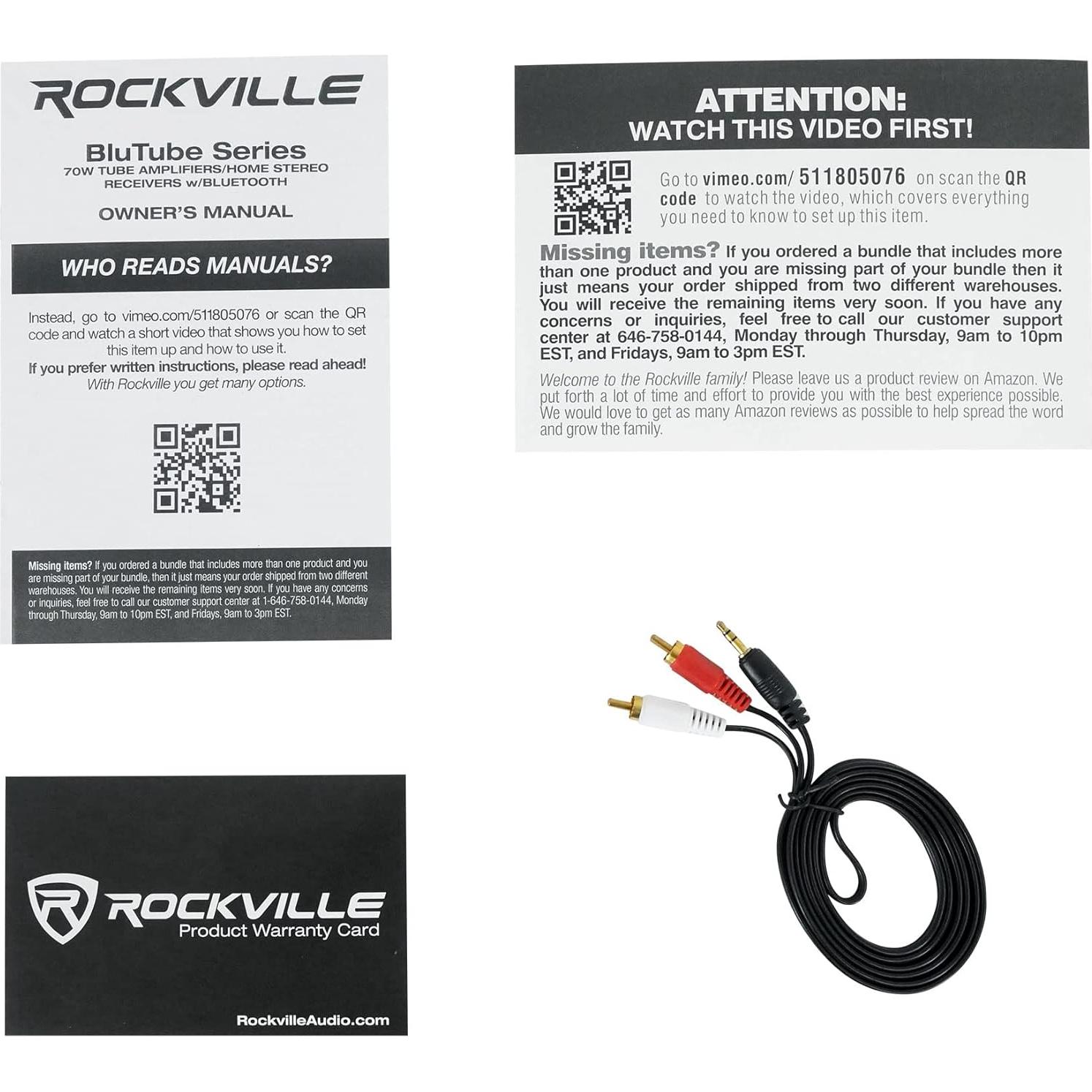 Rockville BluTube Amplificador de Válvulas 70W + 2 Altavoces 4"