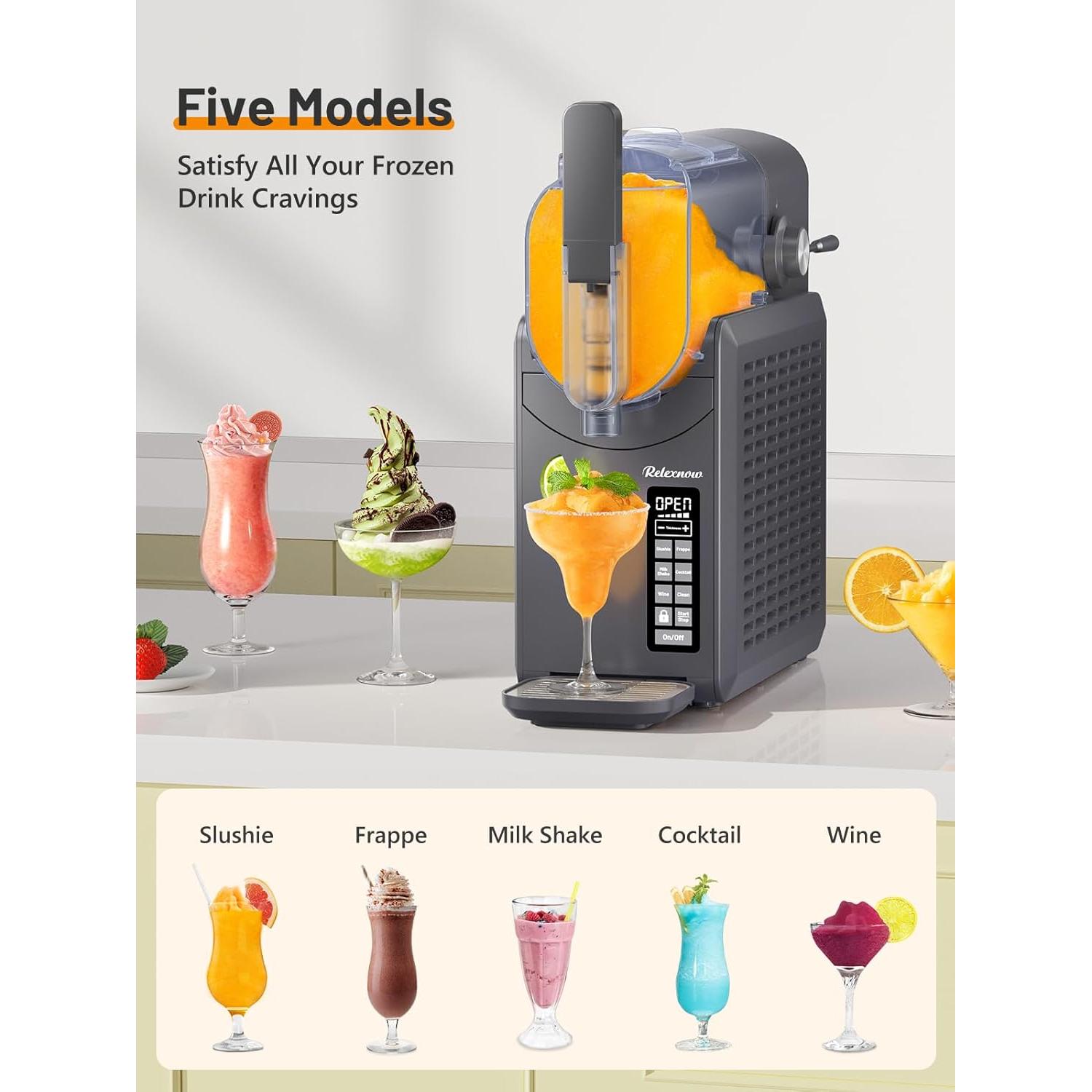 Máquina de Slushie RELEXNOW 88 oz con autolimpieza y 6 programas