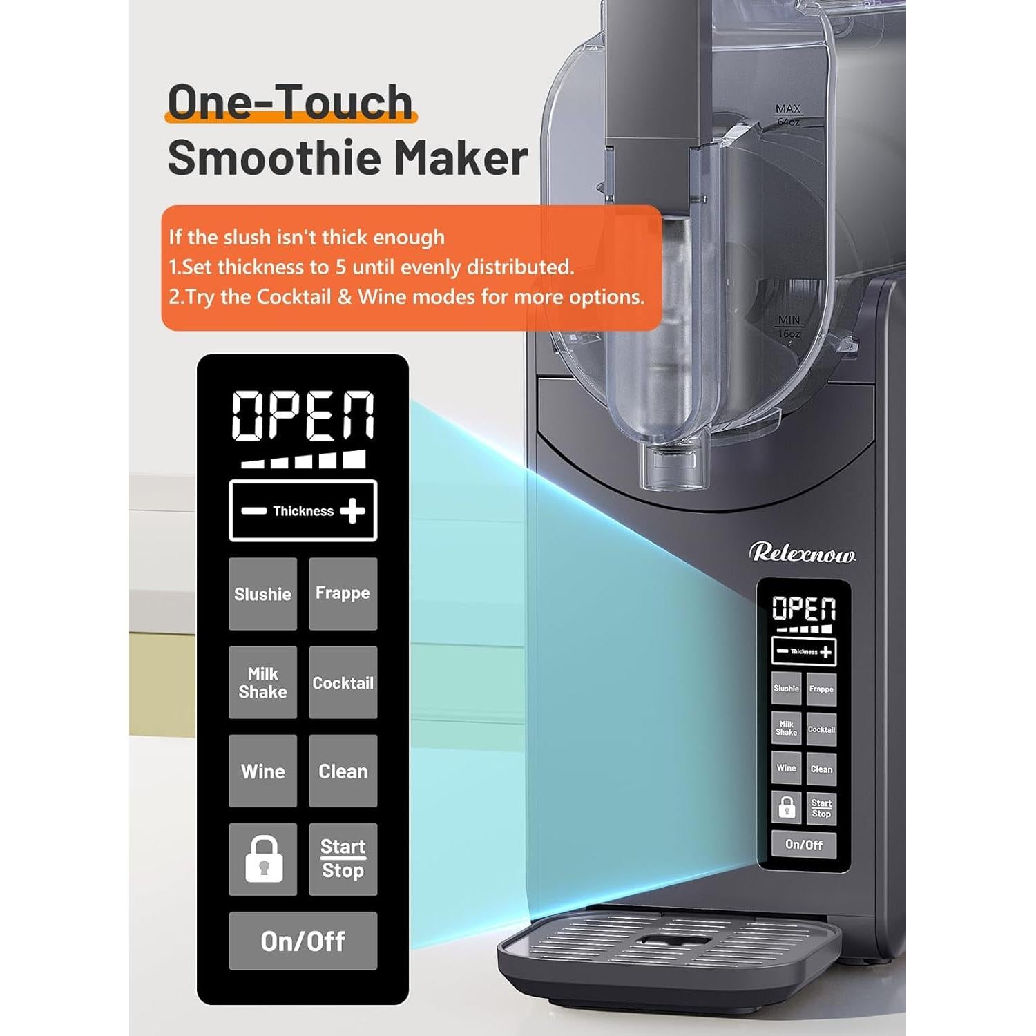 Máquina de Slushie RELEXNOW 88 oz con autolimpieza y 6 programas