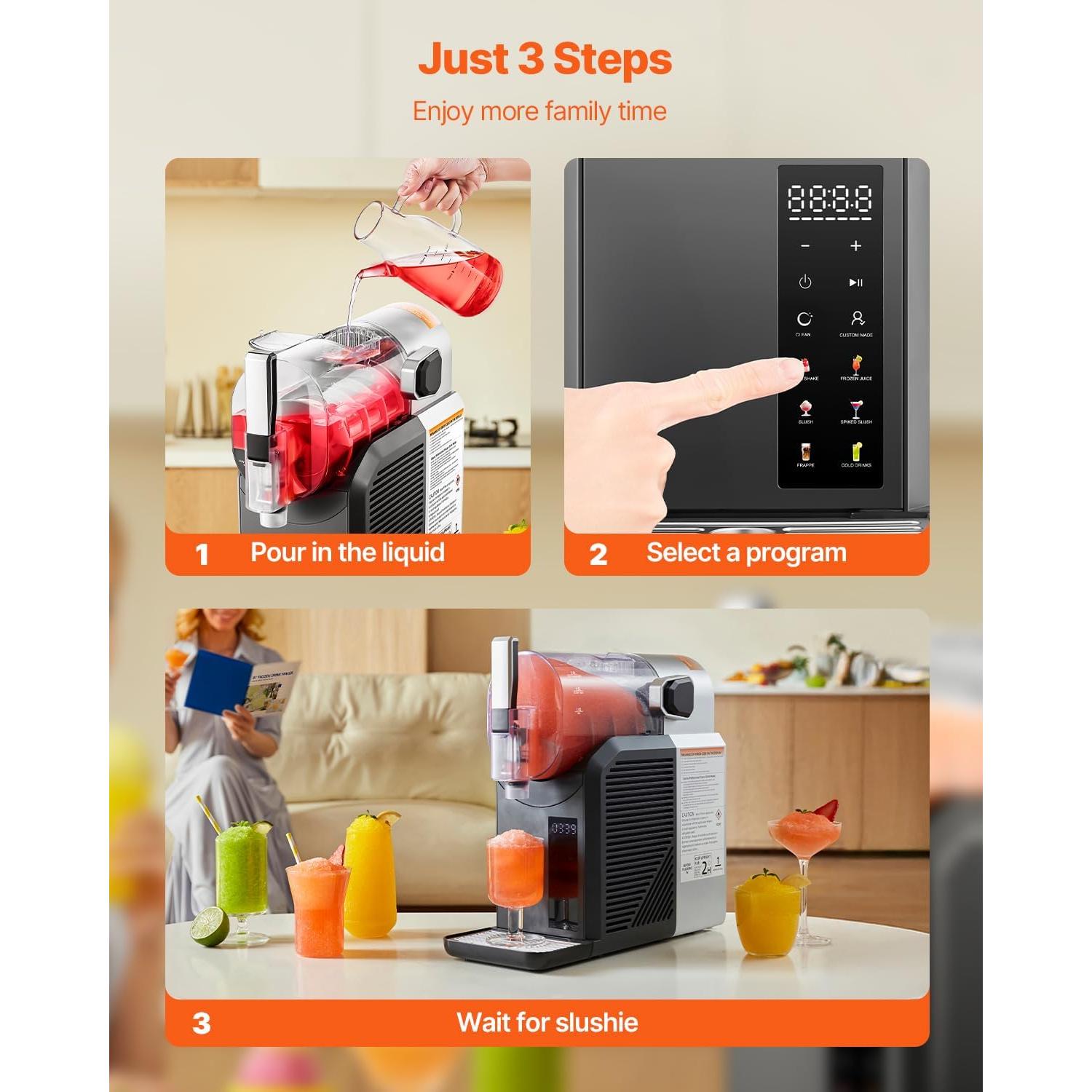 Máquina de Slushie VEVOR 2L con 6 Programas y Autolimpieza