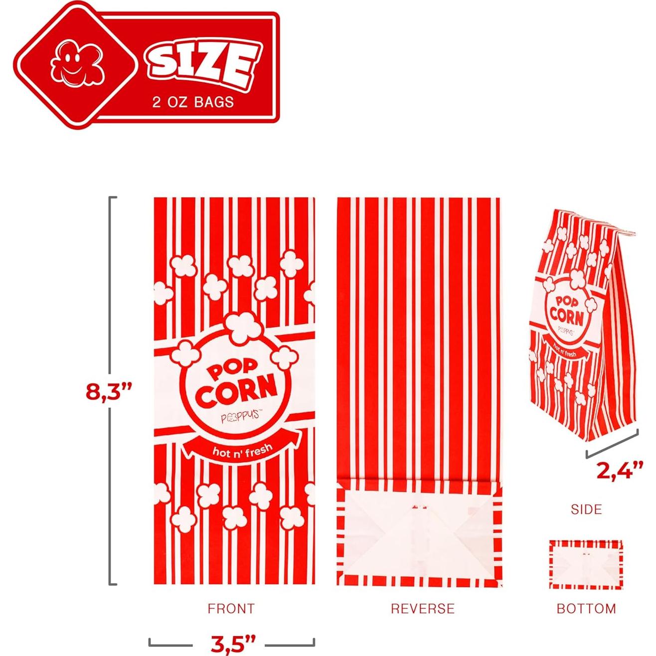 Bolsas de Papel para Palomitas Poppy 2 oz - Paquete de 50