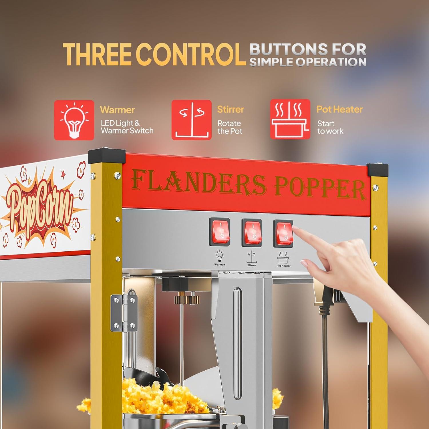 Máquina de Palomitas ROVSUN con Carrito 10 Oz 15.14 L Rojo