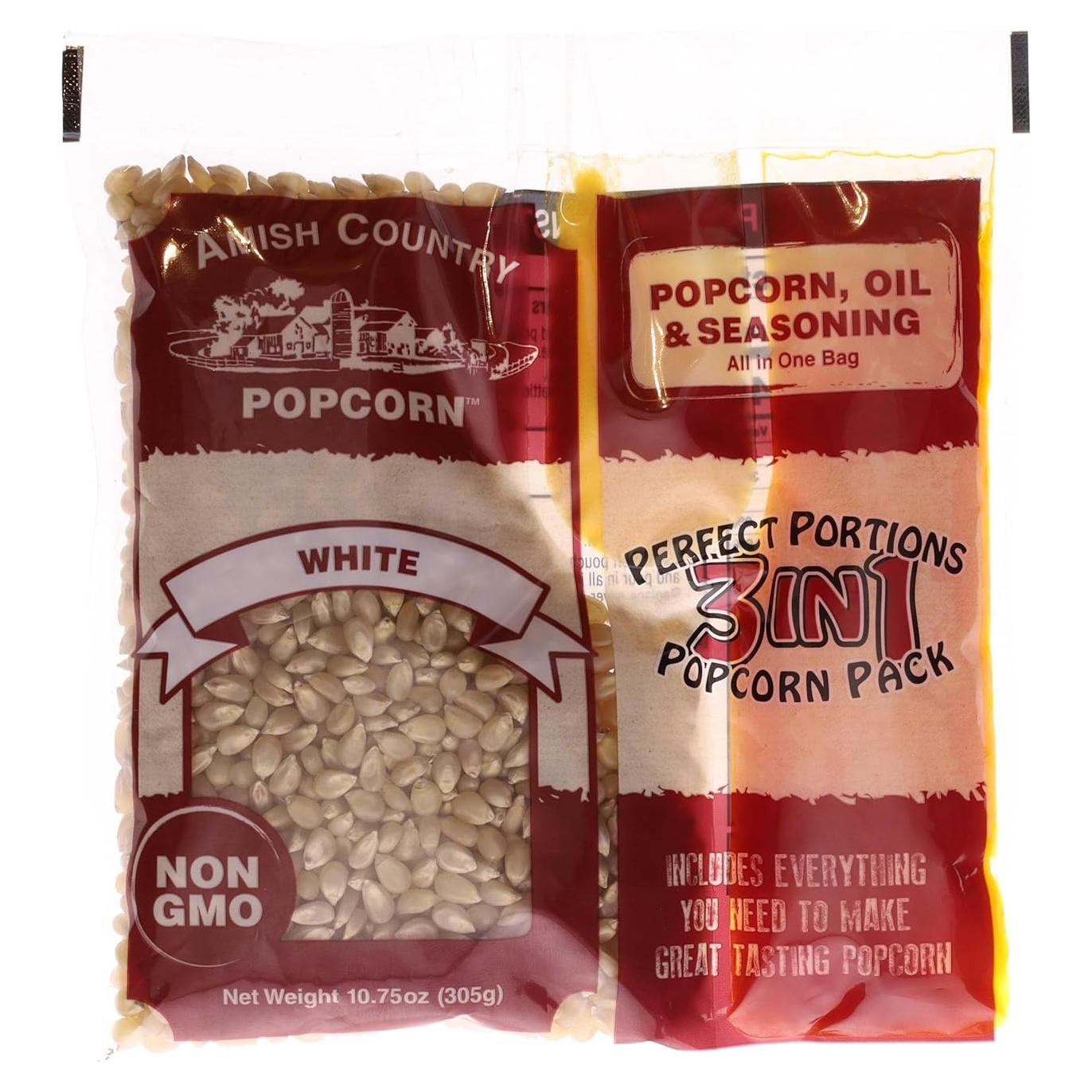 Palomitas de maíz blancas Amish con aceite y sal - 24 paquetes