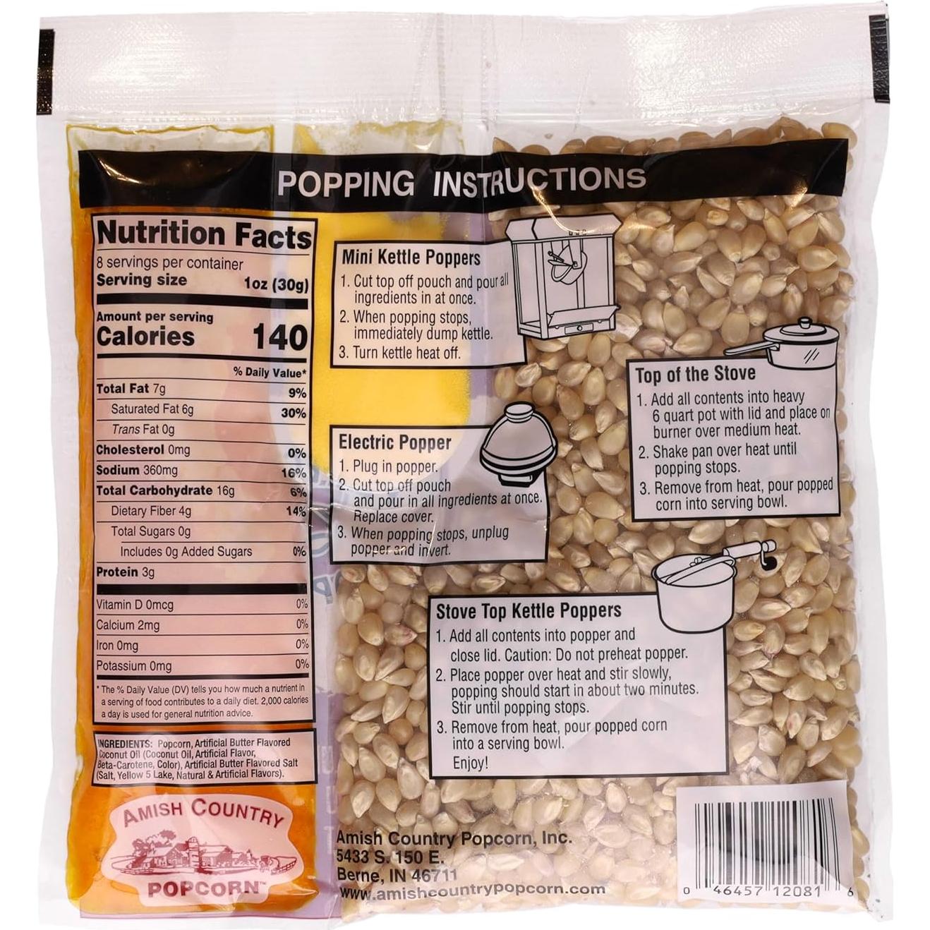 Palomitas de maíz blancas Amish con aceite y sal - 24 paquetes