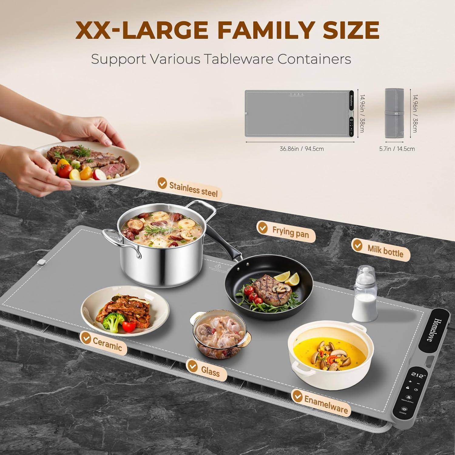 Alfombrilla Calentadora de Comida Homelove XXL Gris 93.5x38cm