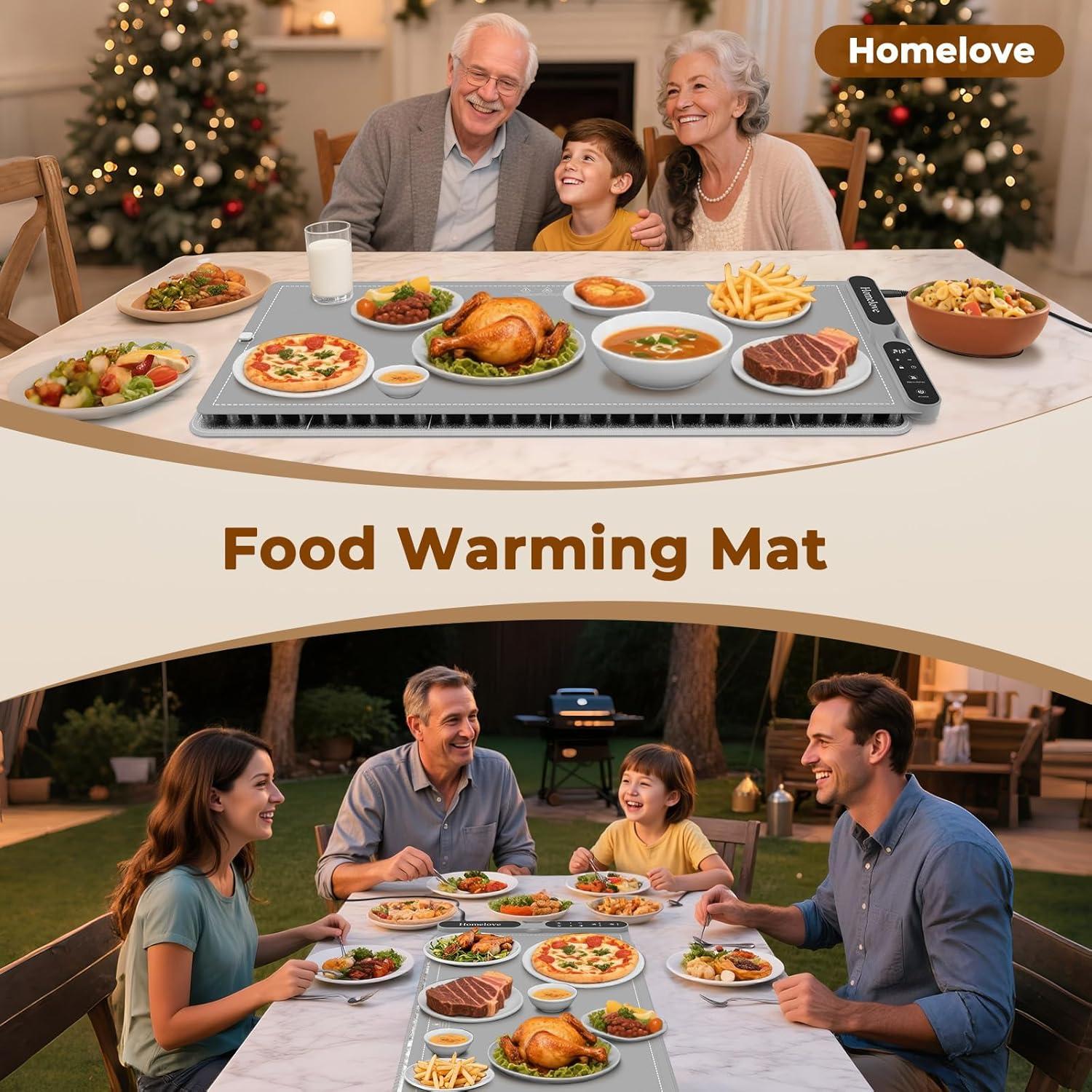 Alfombrilla Calentadora de Comida Homelove XXL Gris 93.5x38cm