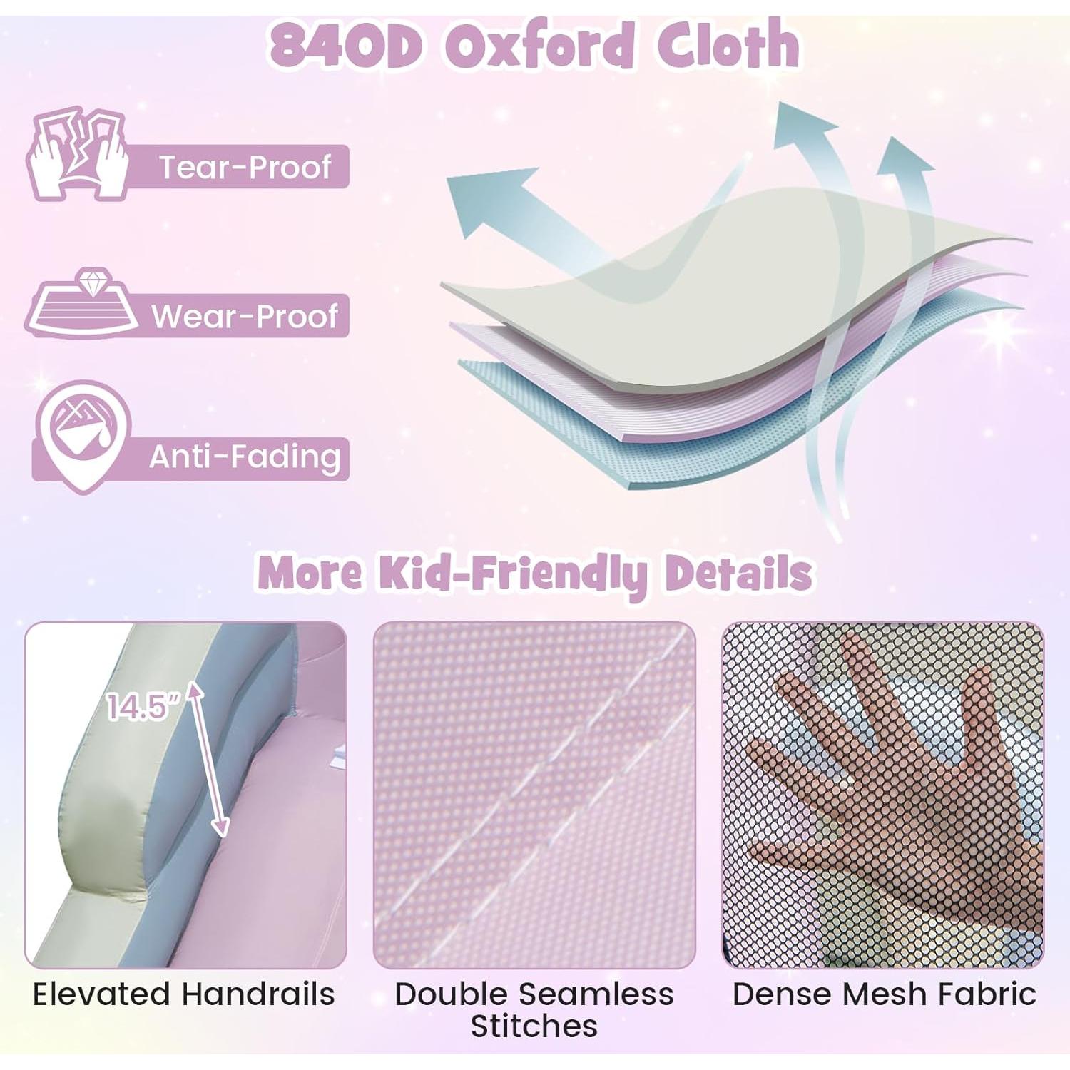 Casa Inflable BOUNTECH Rosa y Blanca con Tobogán y Ventilador