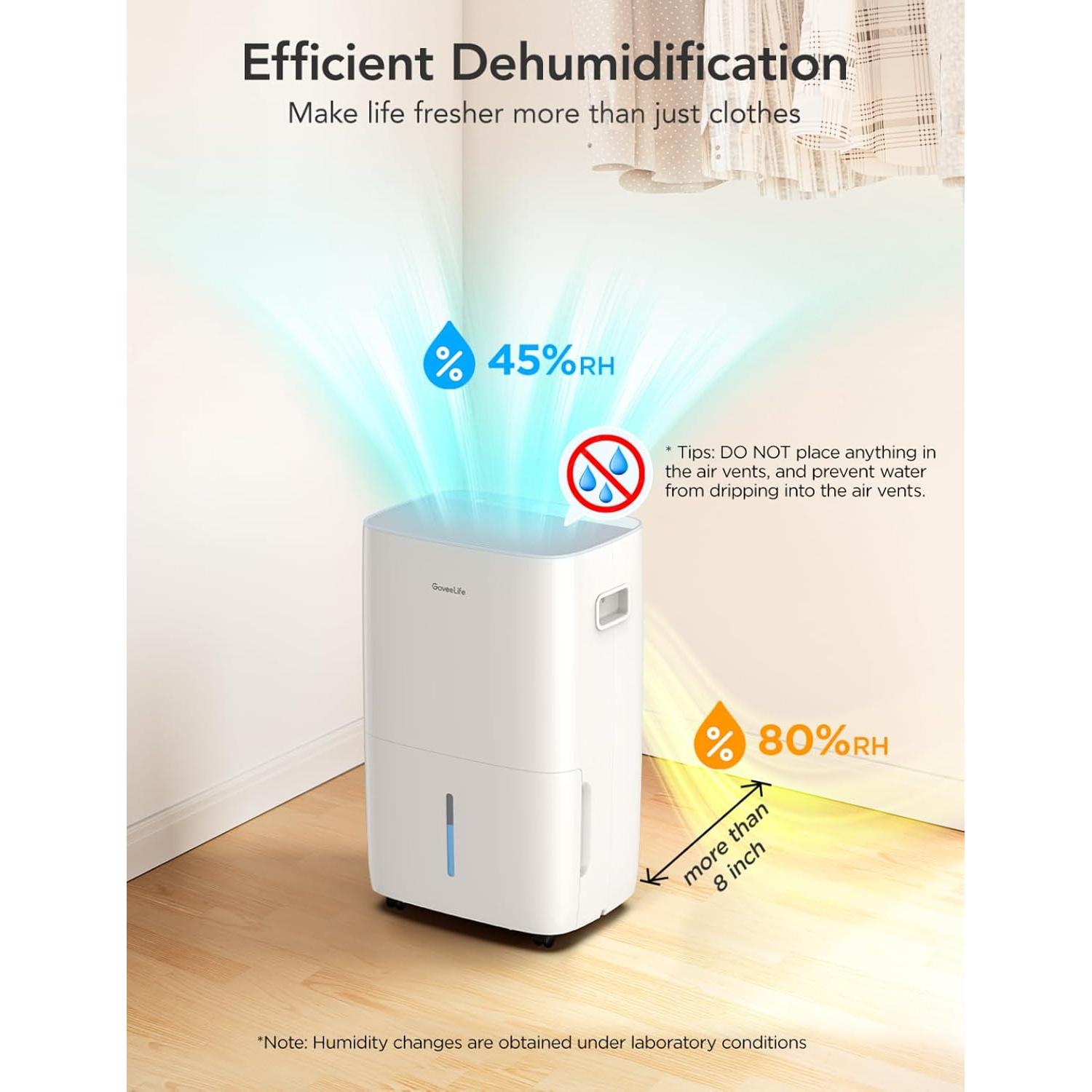 Deshumidificador Inteligente GoveeLife 7.6L 418m² Control WiFi