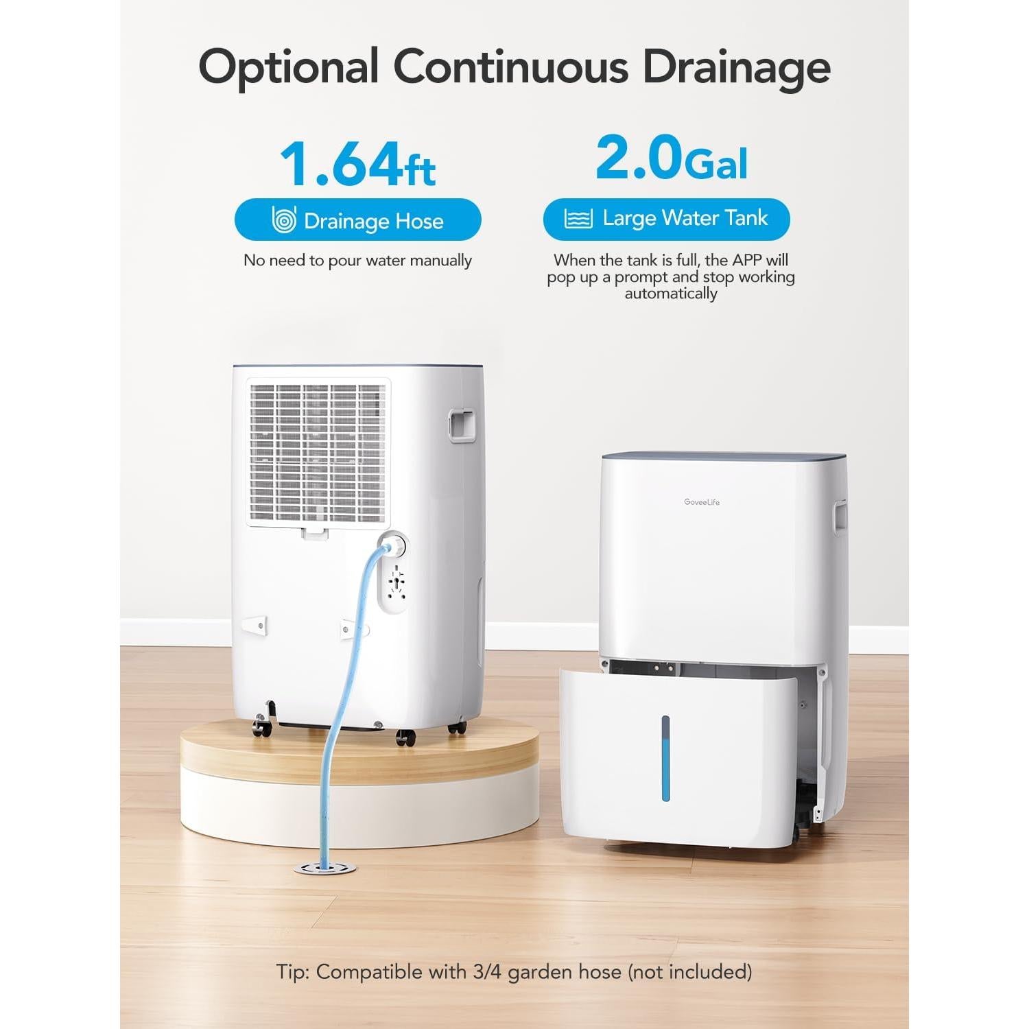 Deshumidificador Inteligente GoveeLife 7.6L 418m² Control WiFi