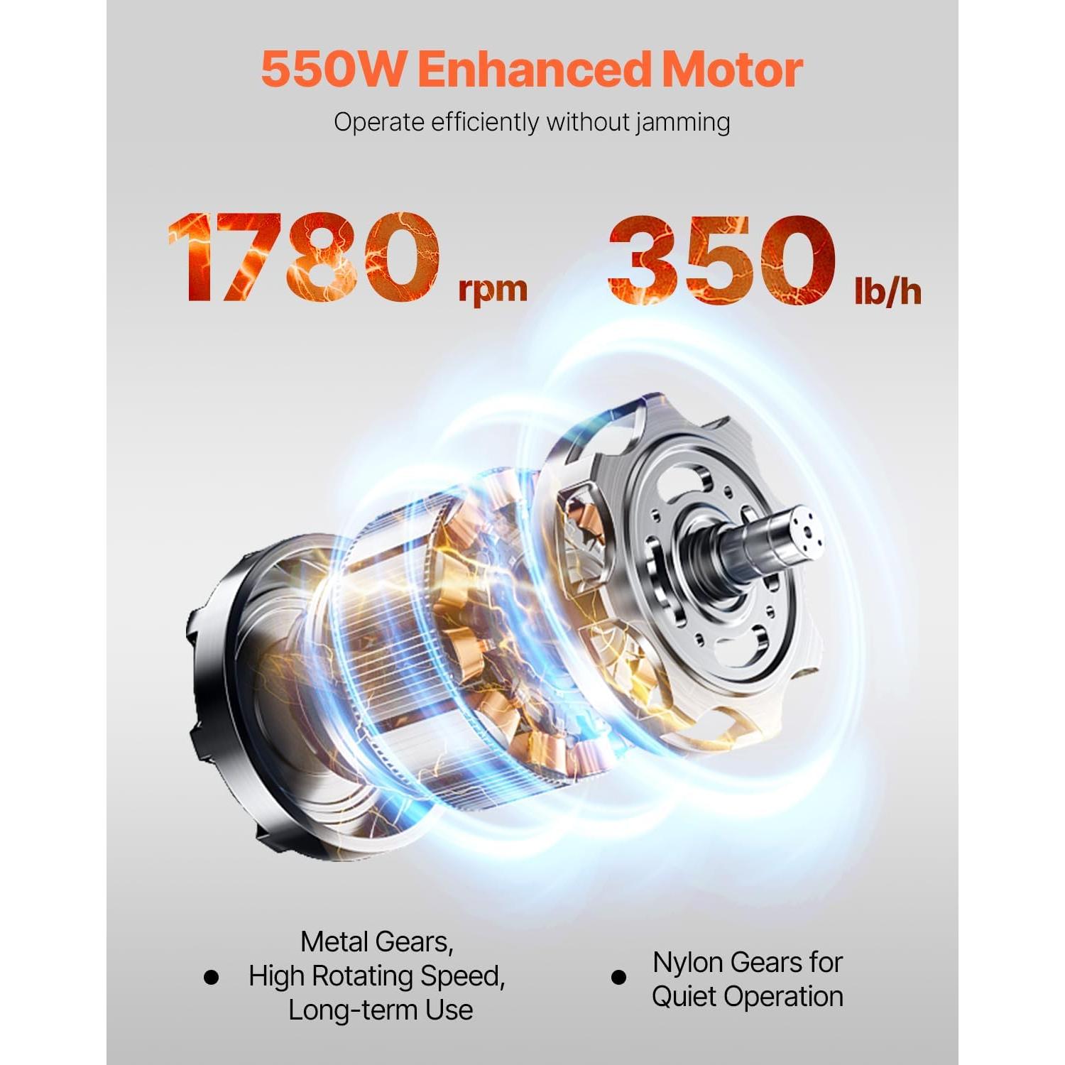 Cortadora de Carne VEVOR 550W Acero Inoxidable 3.5mm