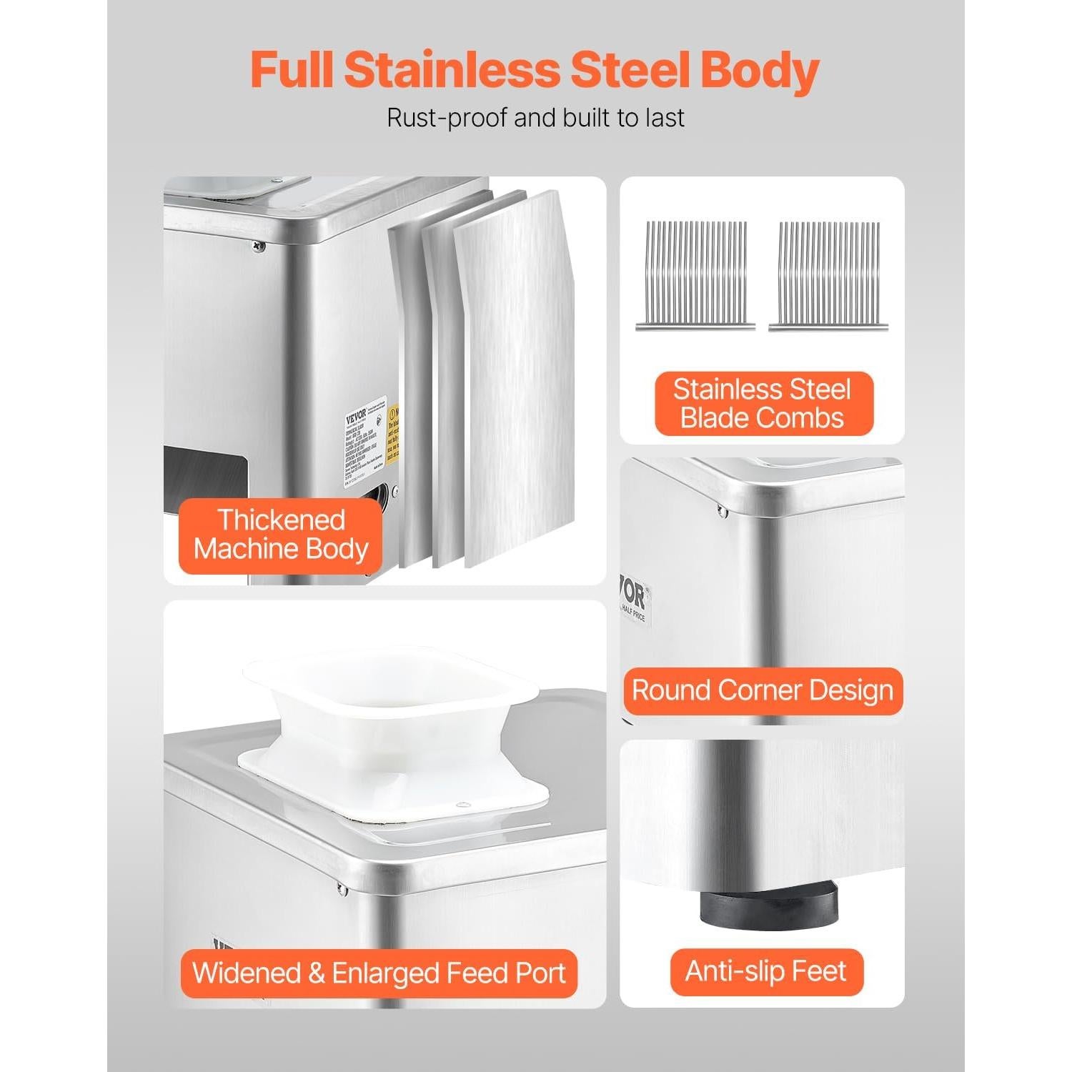 Cortadora de Carne VEVOR 550W Acero Inoxidable 3.5mm