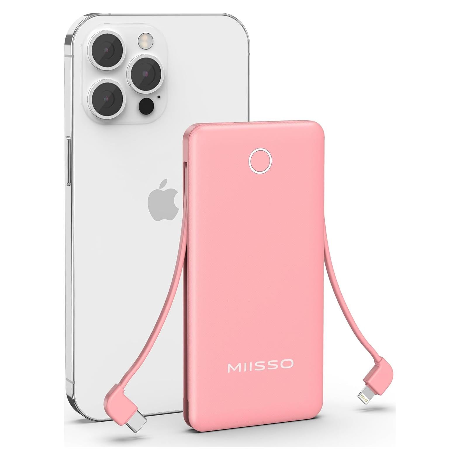 Cargador Portátil Miisso 10000mAh Slim Rosa 4 Salidas USB