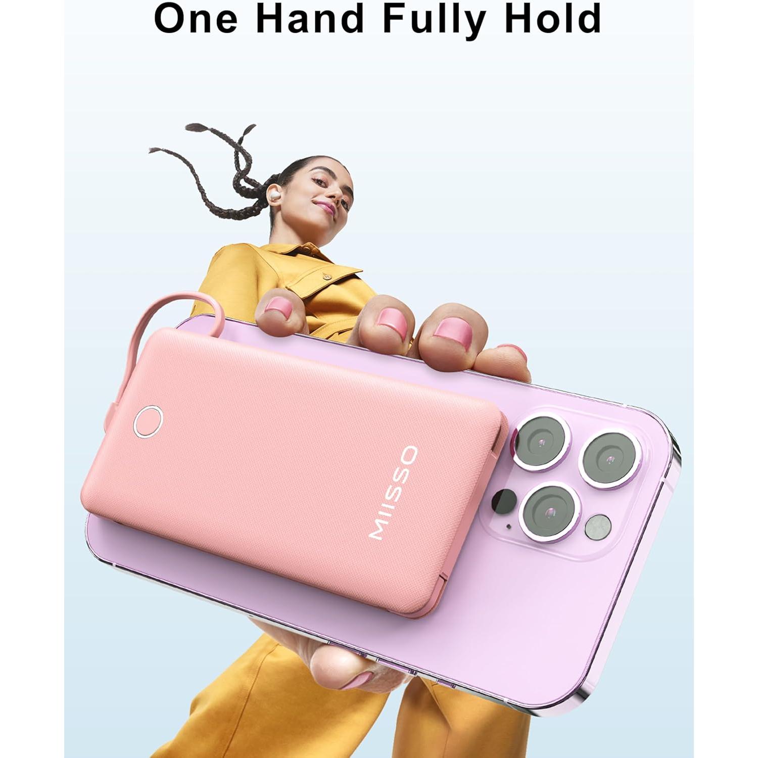 Cargador Portátil Miisso 10000mAh Slim Rosa 4 Salidas USB