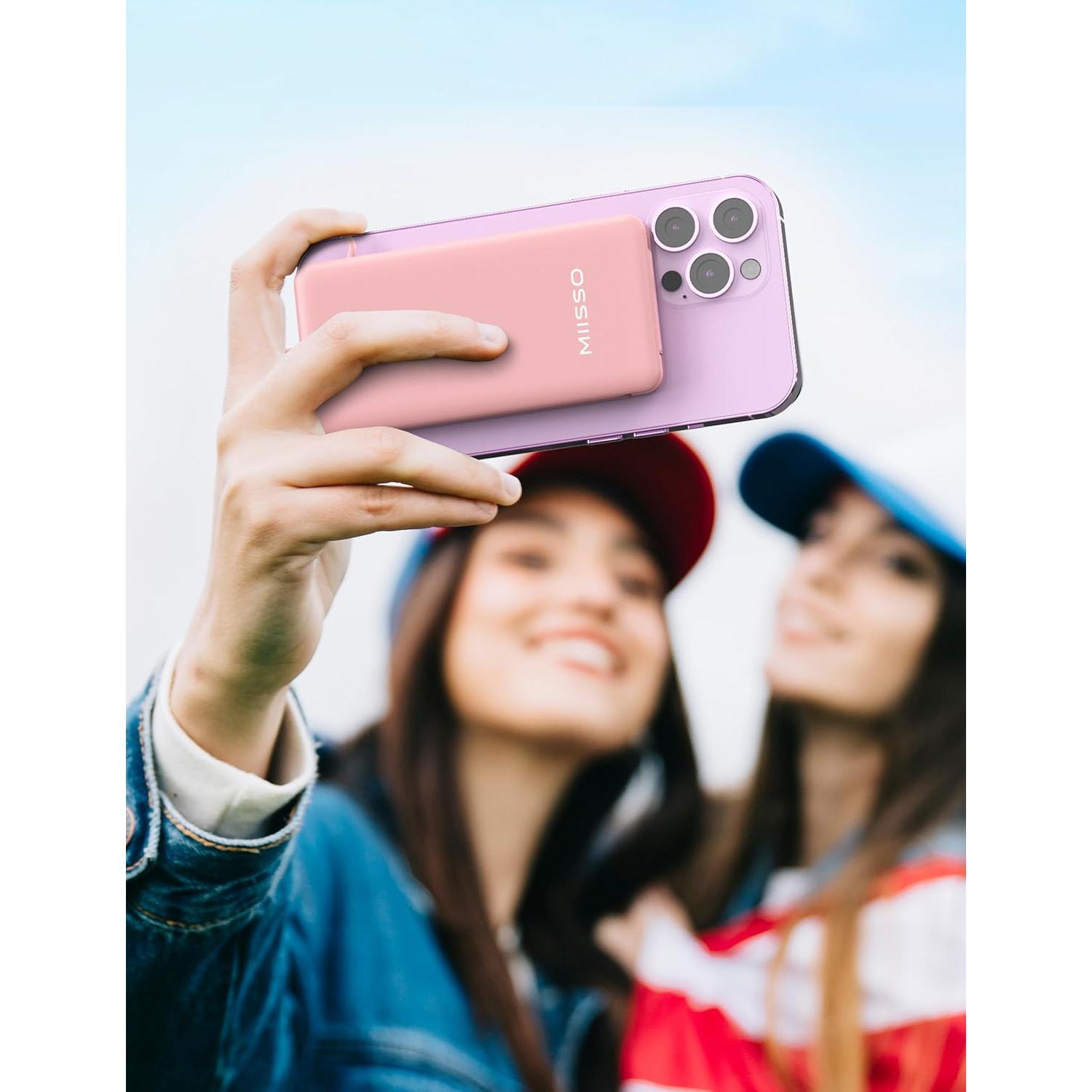 Cargador Portátil Miisso 10000mAh Slim Rosa 4 Salidas USB