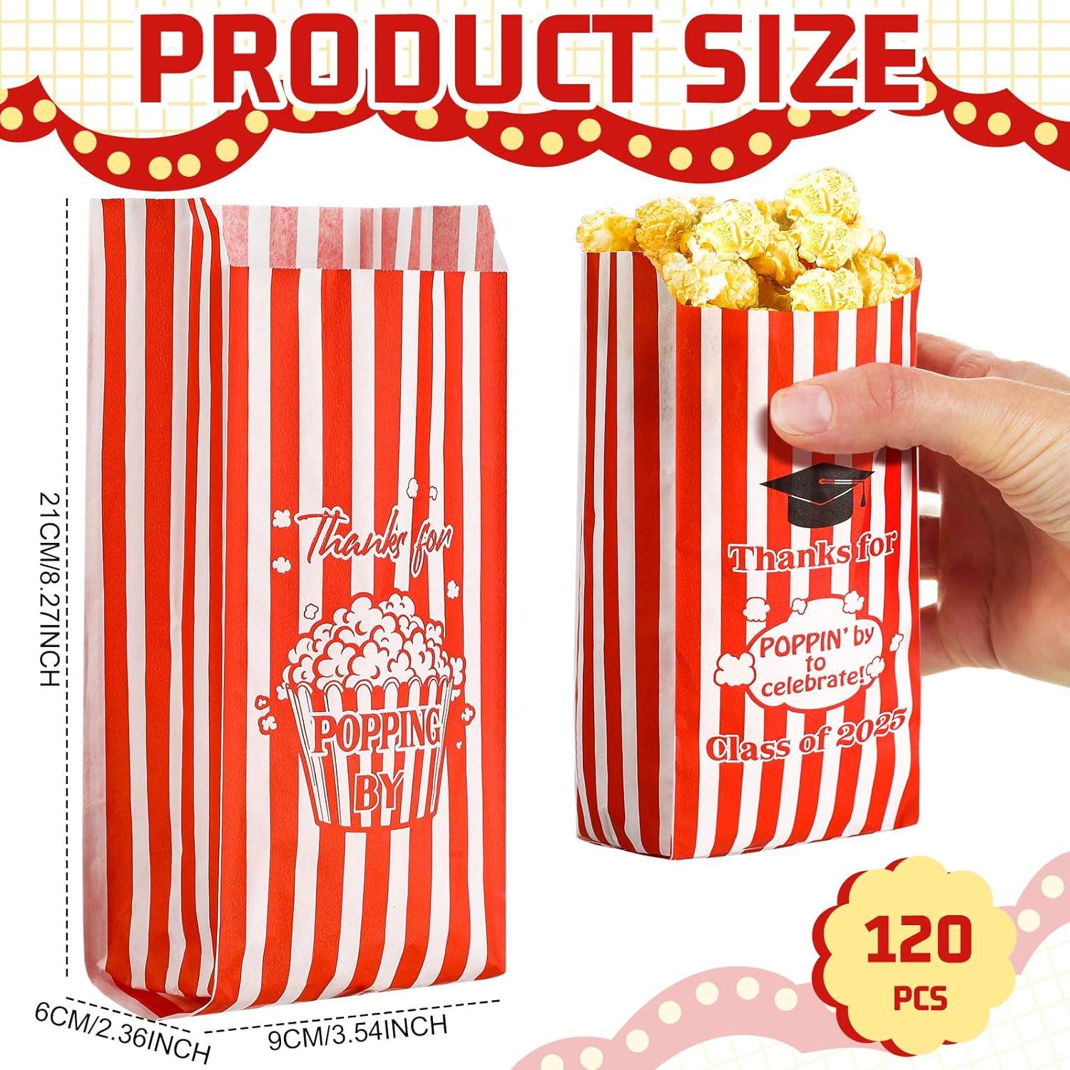 120 Bolsas de Palomitas de Maíz Gilprop para Graduación 21x9x6cm