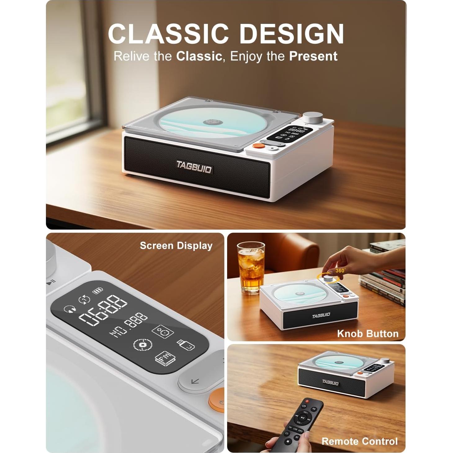 Reproductor de CD Portátil TAGBUIO L-CD202 Bluetooth 5.1