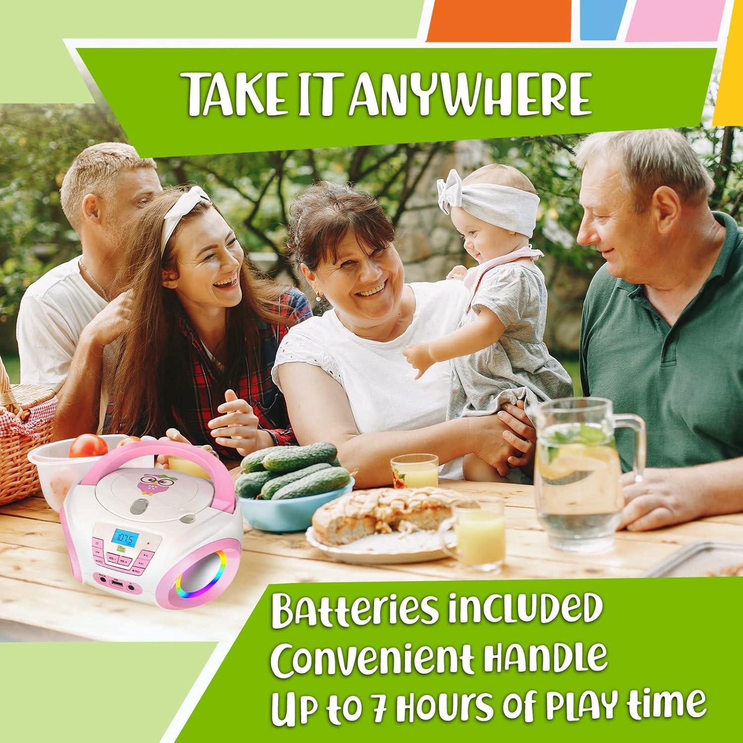 Reproductor de CD Boombox Rosa TINY GEEKS TG20 con Radio FM