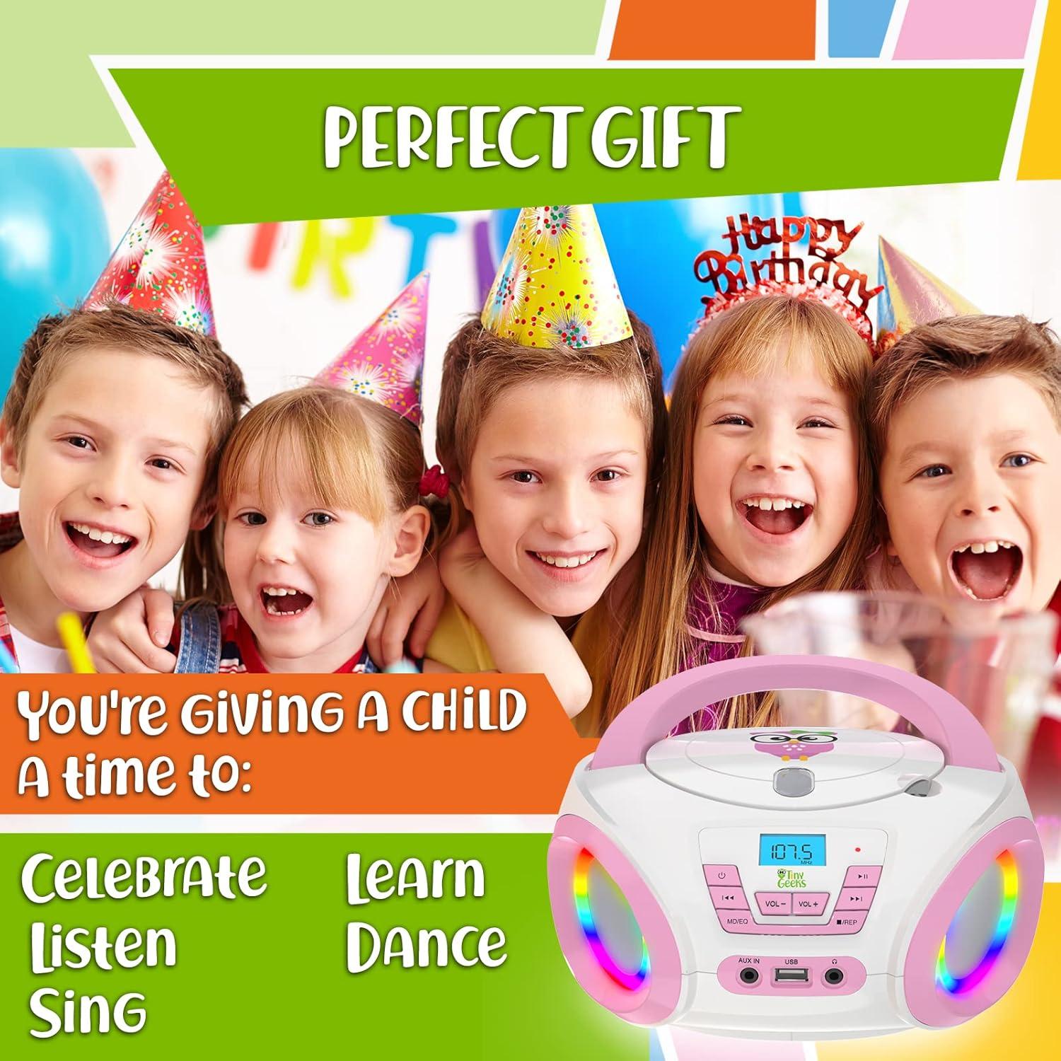 Reproductor de CD Boombox Rosa TINY GEEKS TG20 con Radio FM