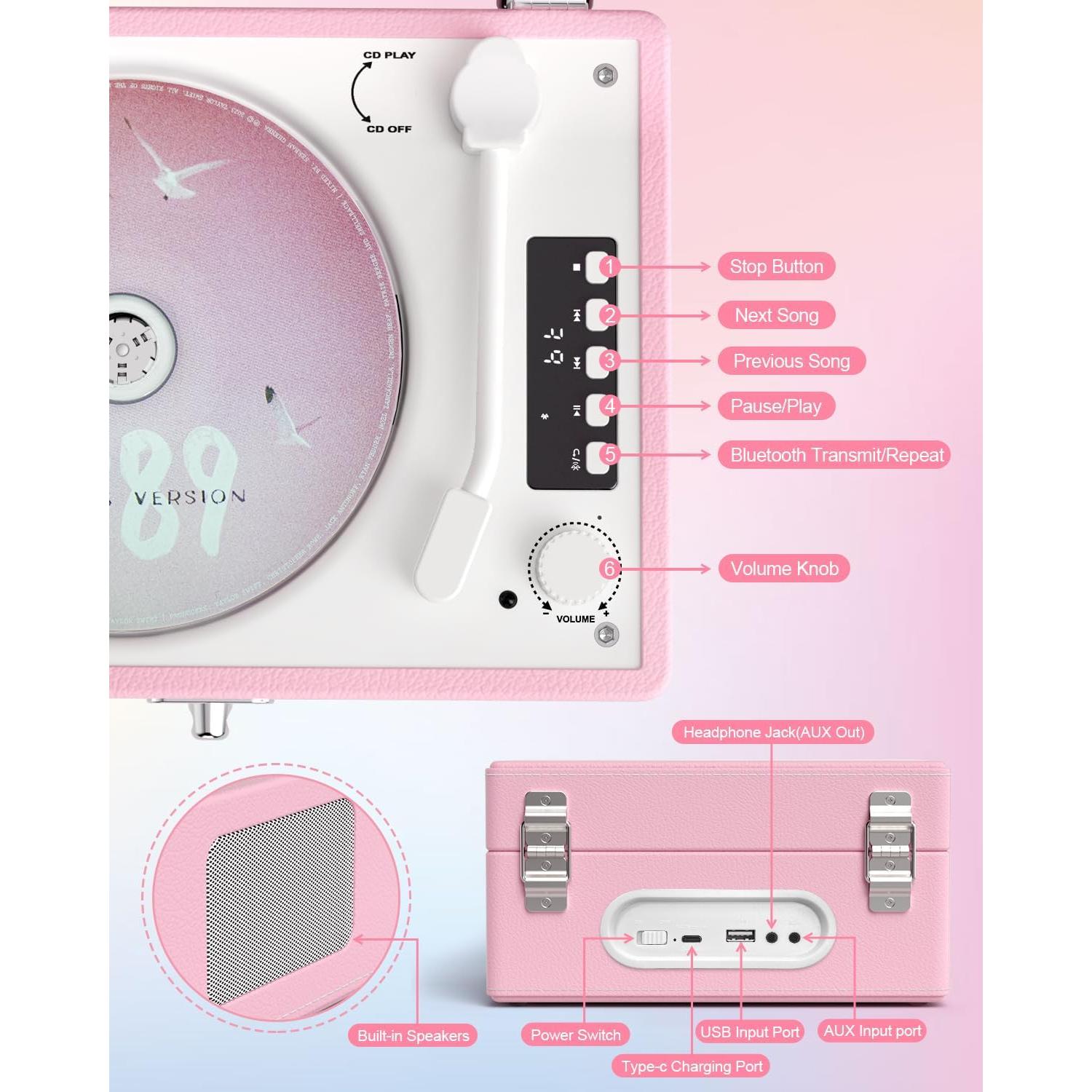 Reproductor de CD Bluetooth DANFI AUDIO DF-003 Rosa