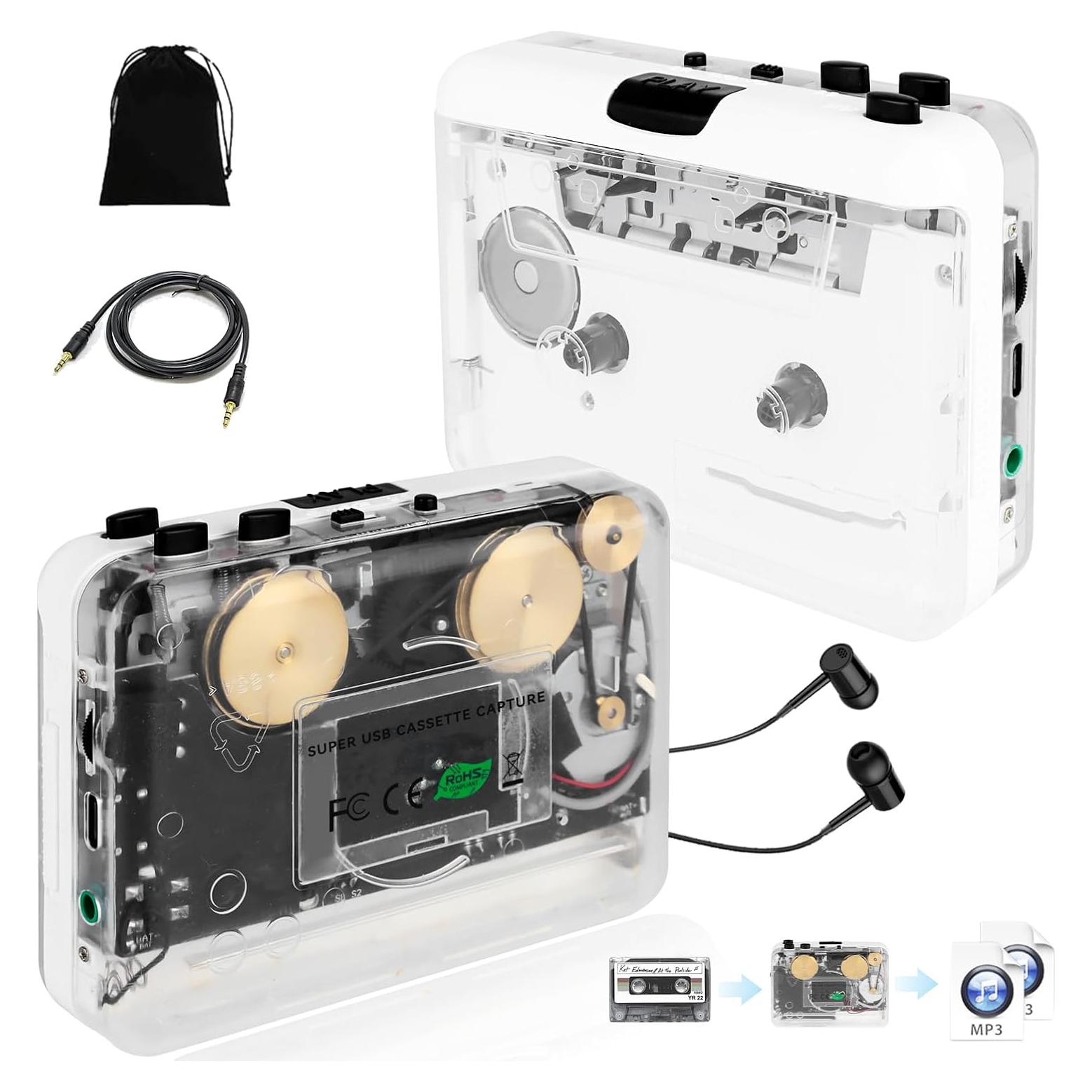 Reproductor de Cassettes Janryzone a MP3 con Auriculares
