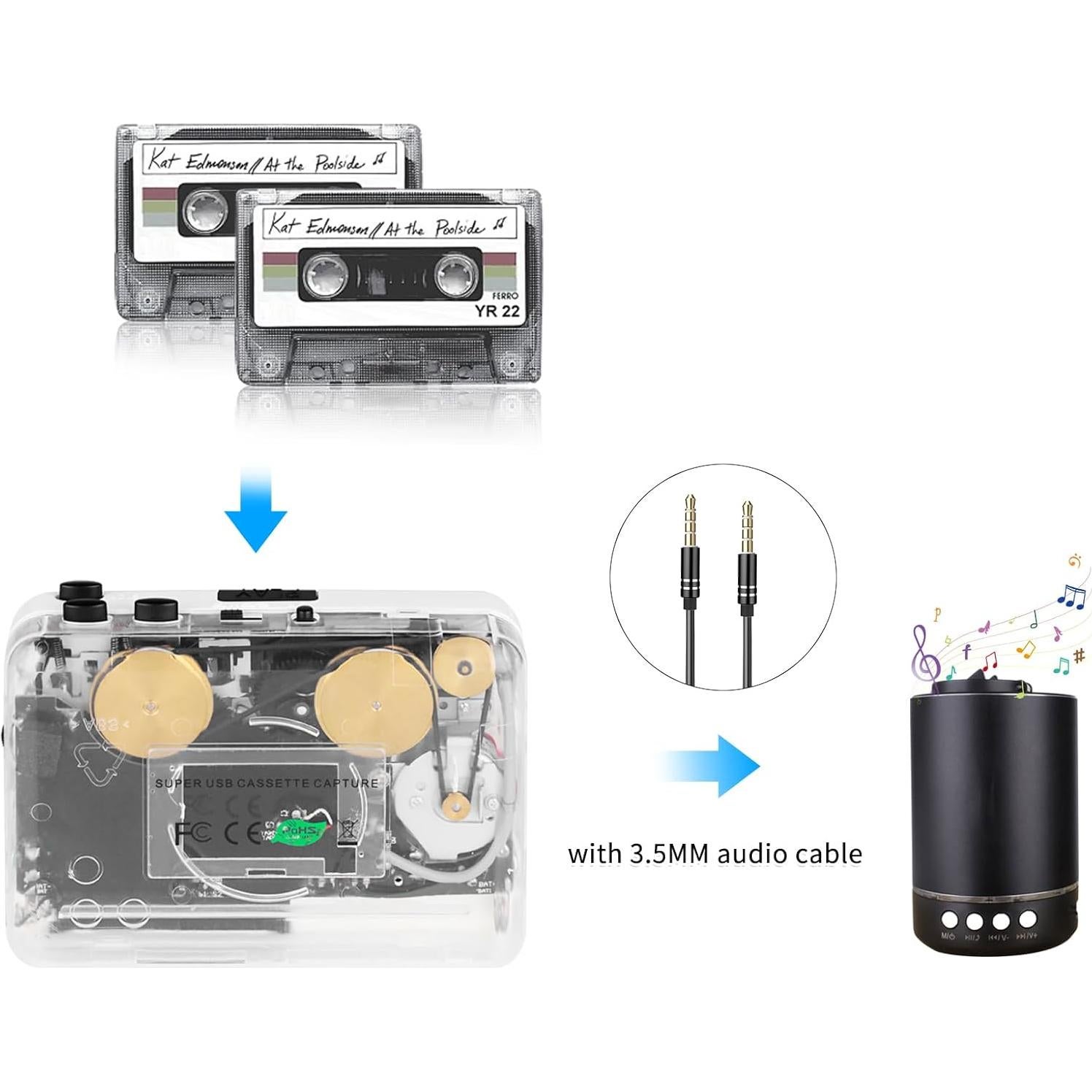 Reproductor de Cassettes Janryzone a MP3 con Auriculares