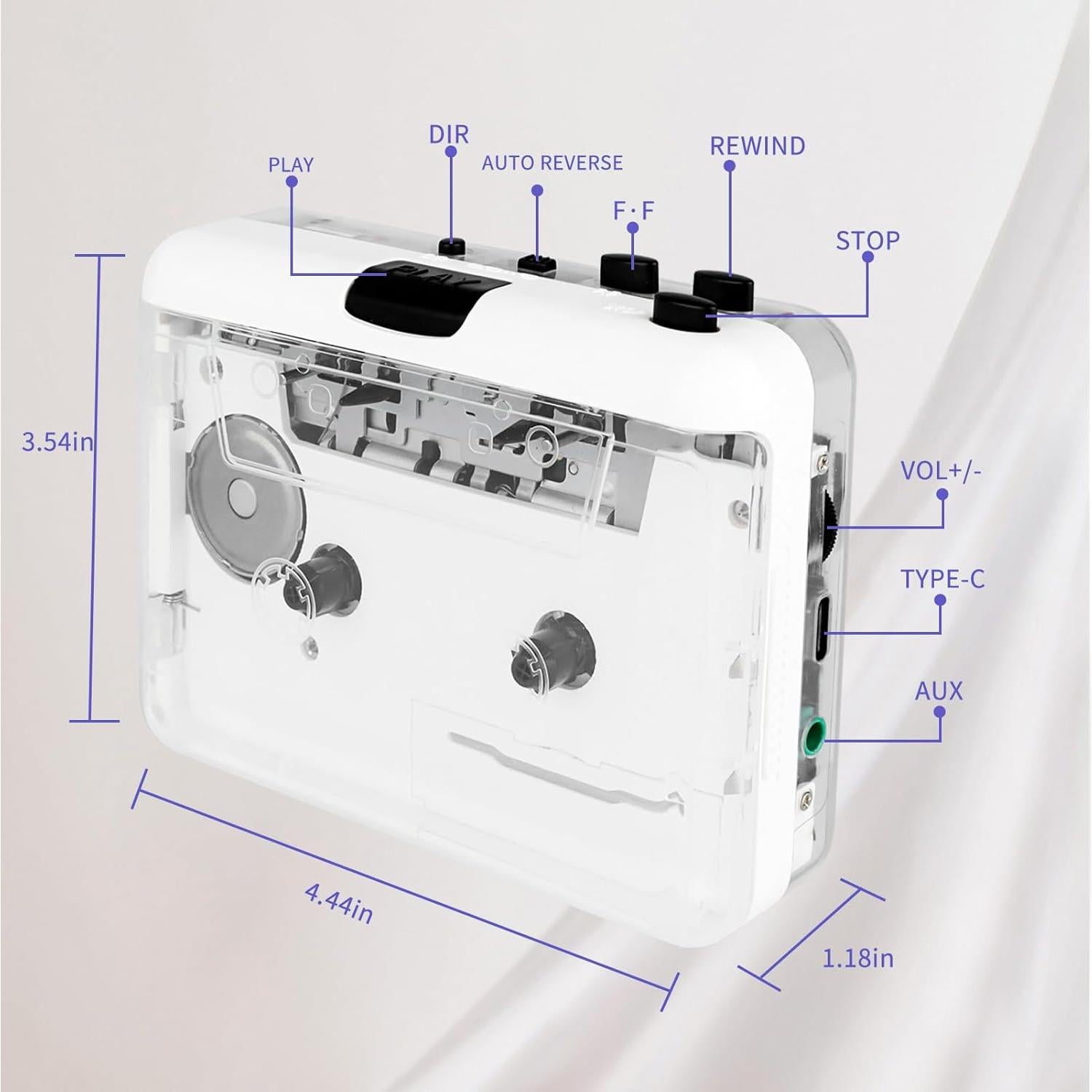 Reproductor de Cassettes Janryzone a MP3 con Auriculares
