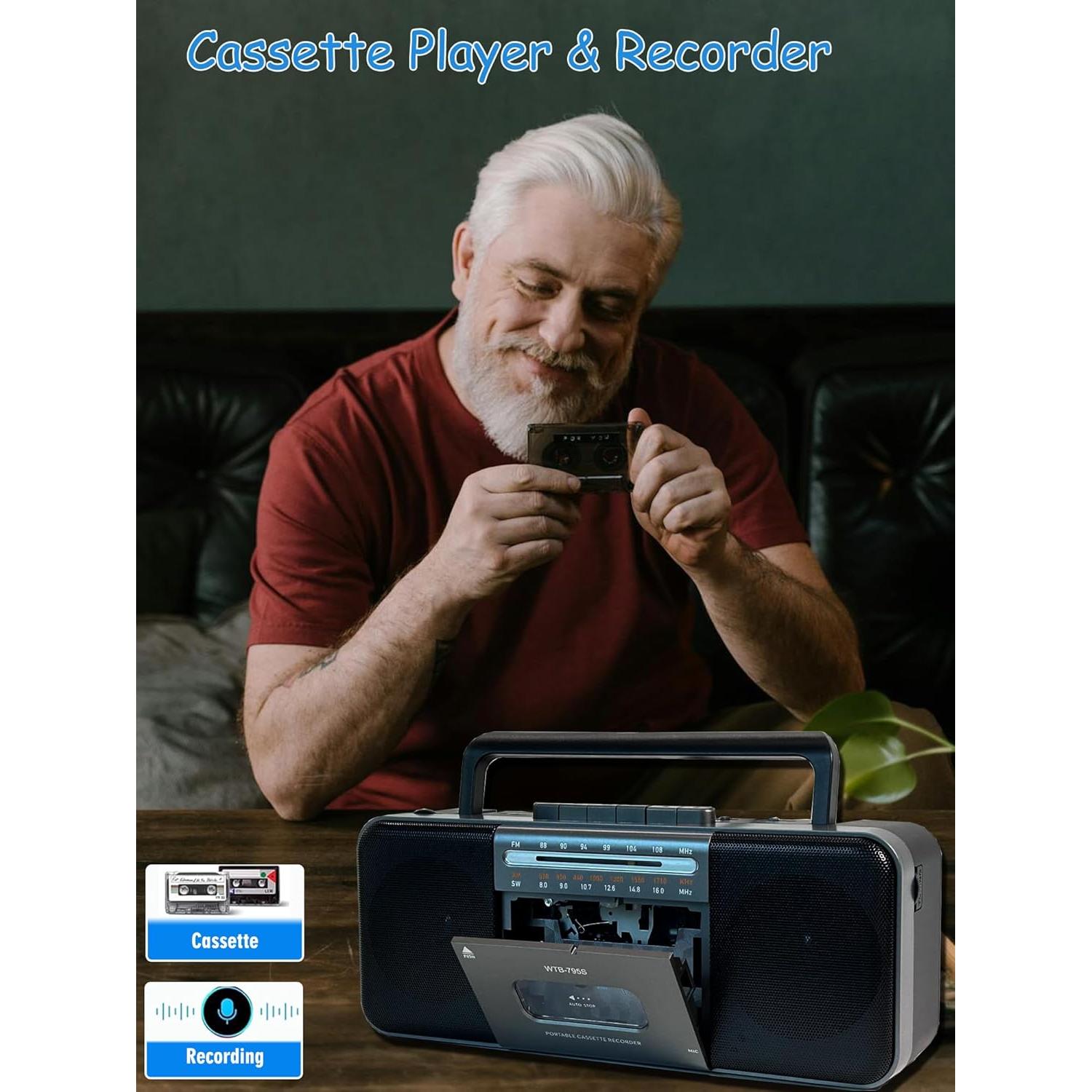 Reproductor de Cinta Portátil Wiithink con Bluetooth y Radio AM/FM