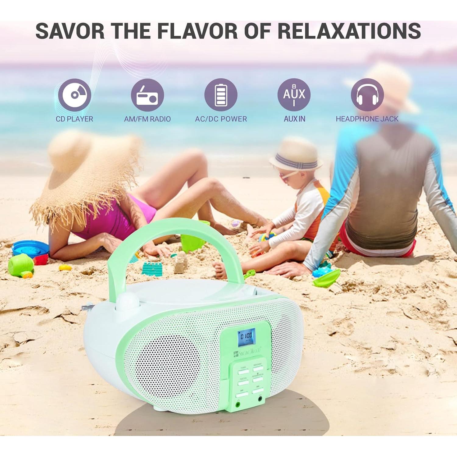 Reproductor de CD Portátil SingingWood GC01 Boombox Pistacho