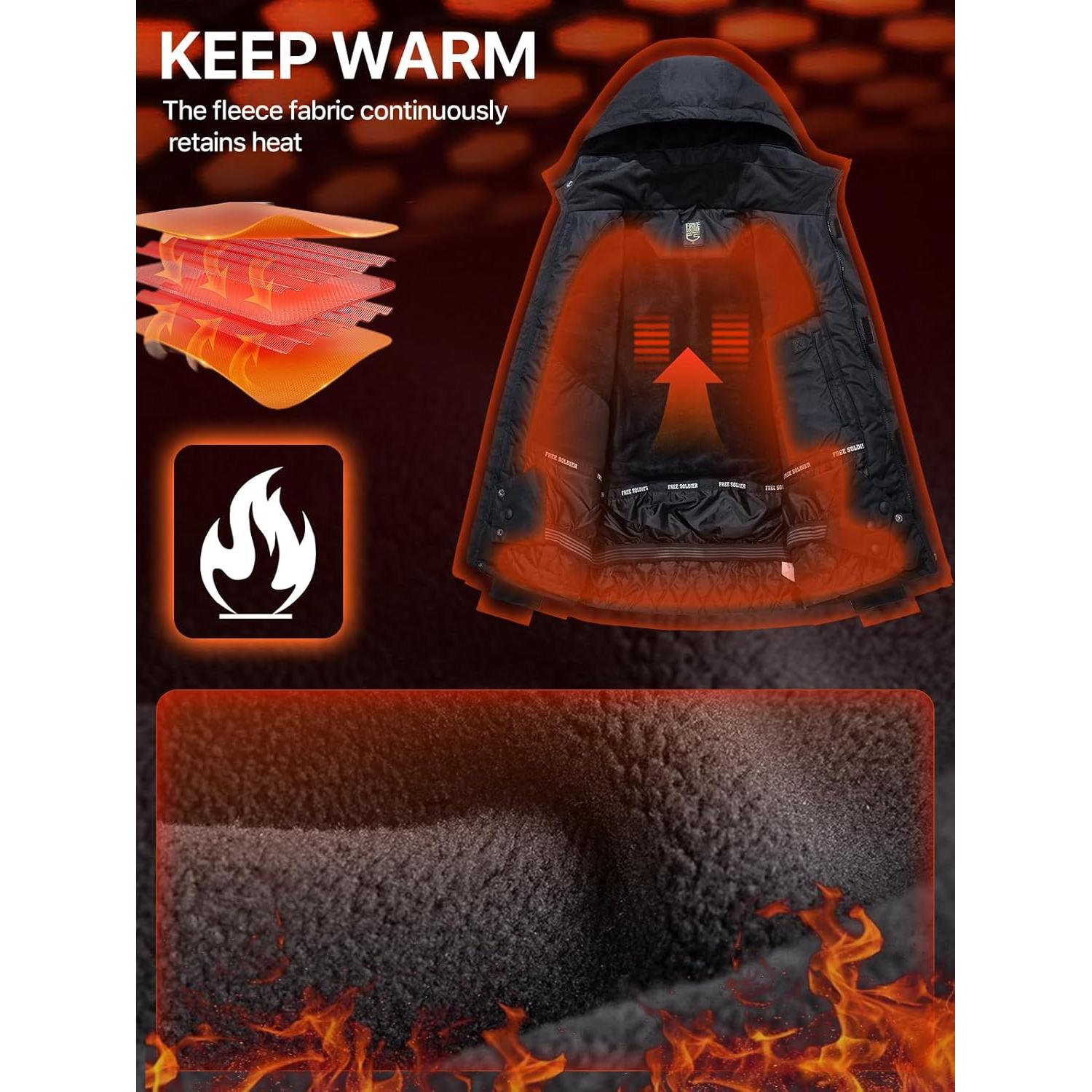 Chaqueta de Esquí Impermeable Free Soldier para Hombres - Forrada