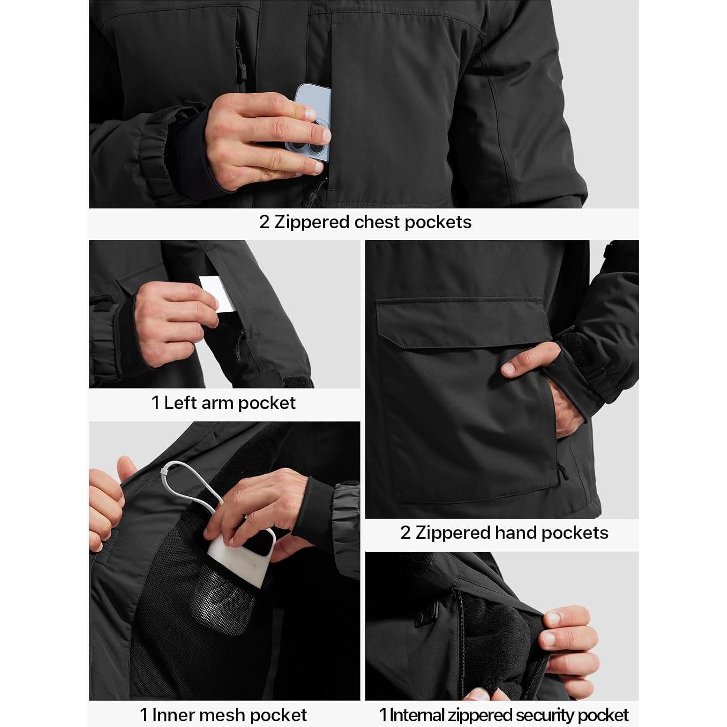 Chaqueta de Esquí Impermeable Free Soldier para Hombres - Forrada