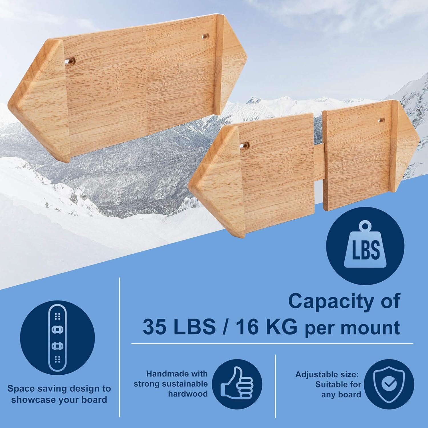 Soporte de Pared para Snowboard Hang 11 - Madera Dura, 15.88 kg