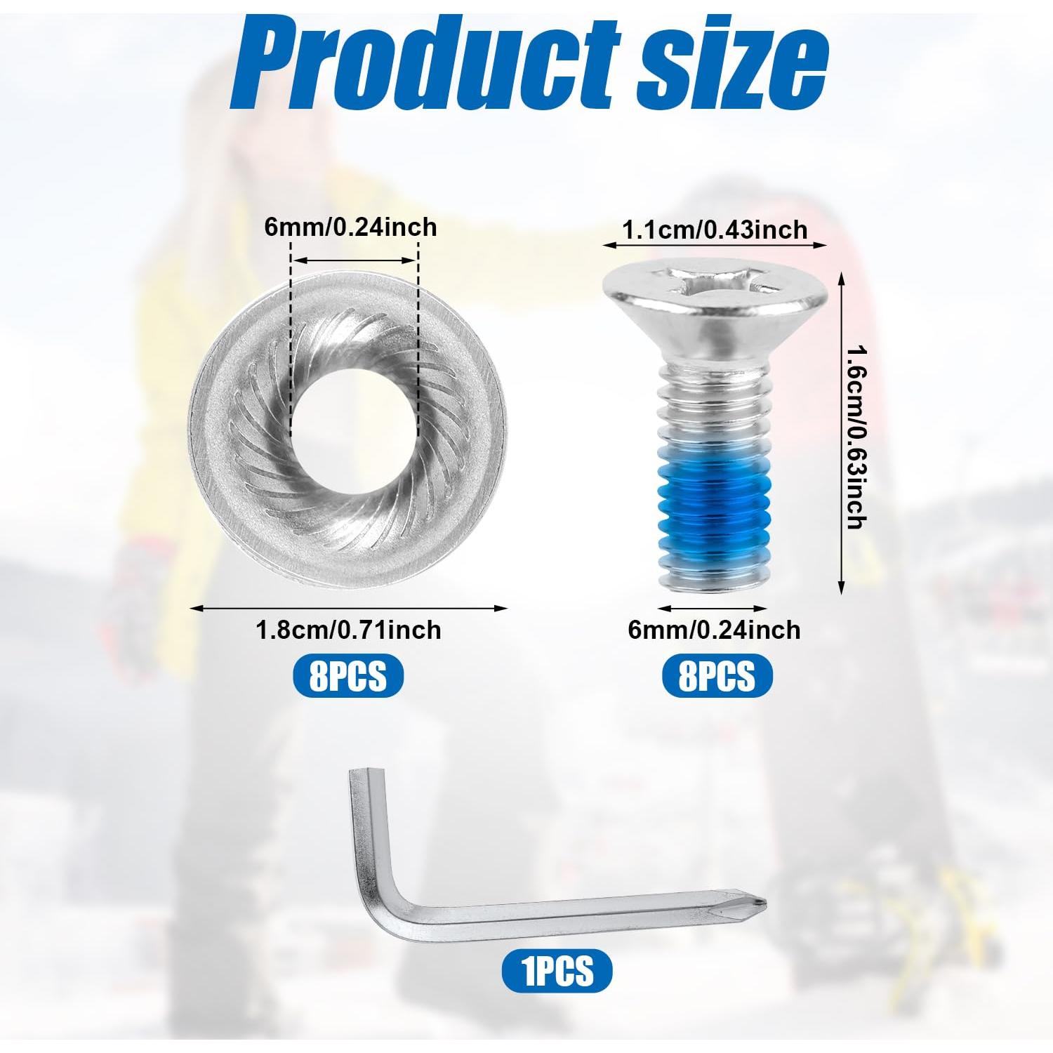 Juego de Tornillos de Fijación para Tabla de Nieve Lasuroa - 8 Piezas