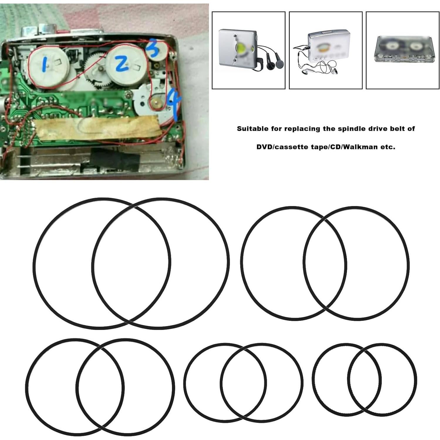 100 Correas de Transmisión de Caucho Negras 25-70mm 1mm Grosor