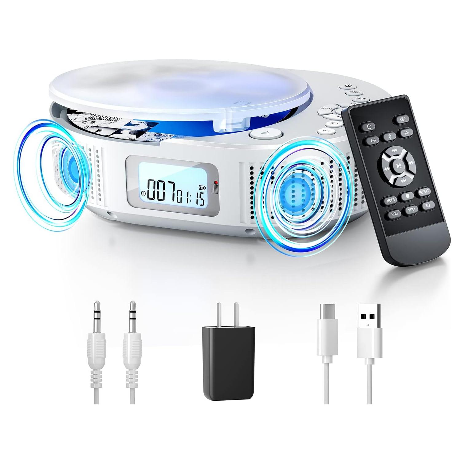 Reproductor de CD Portátil FELEMAN 2 en 1 Bluetooth 15W