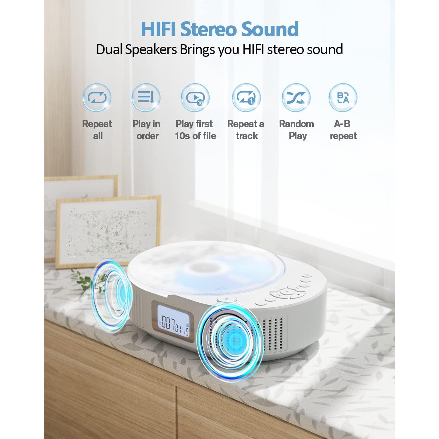 Reproductor de CD Portátil FELEMAN 2 en 1 Bluetooth 15W