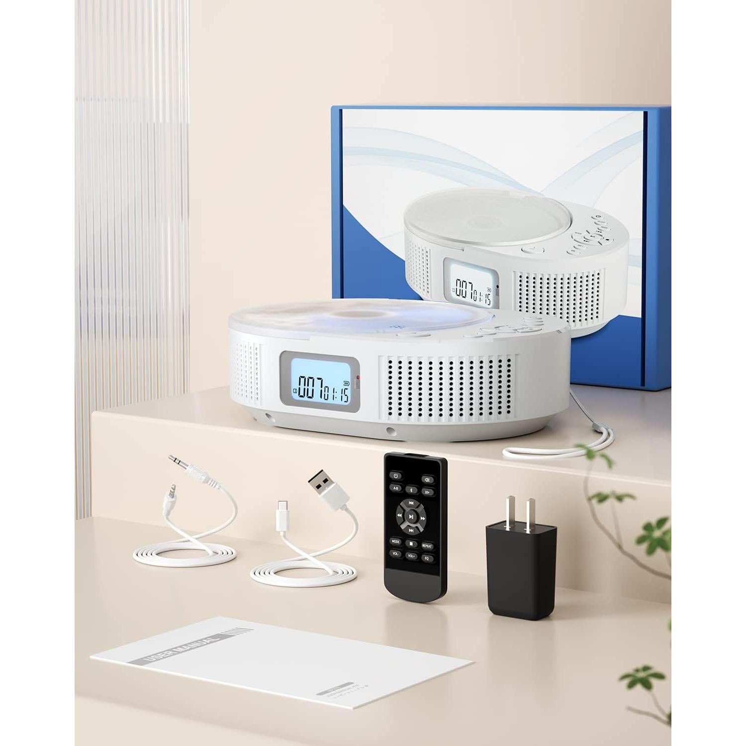 Reproductor de CD Portátil FELEMAN 2 en 1 Bluetooth 15W