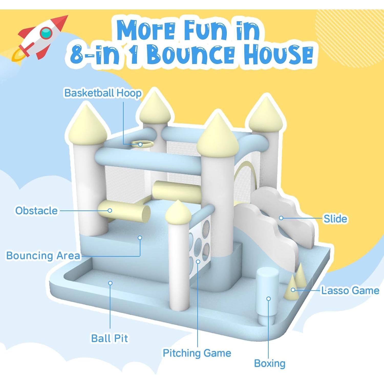 Casa Inflable de Rebote 8 en 1 Ninghaovov para Niños