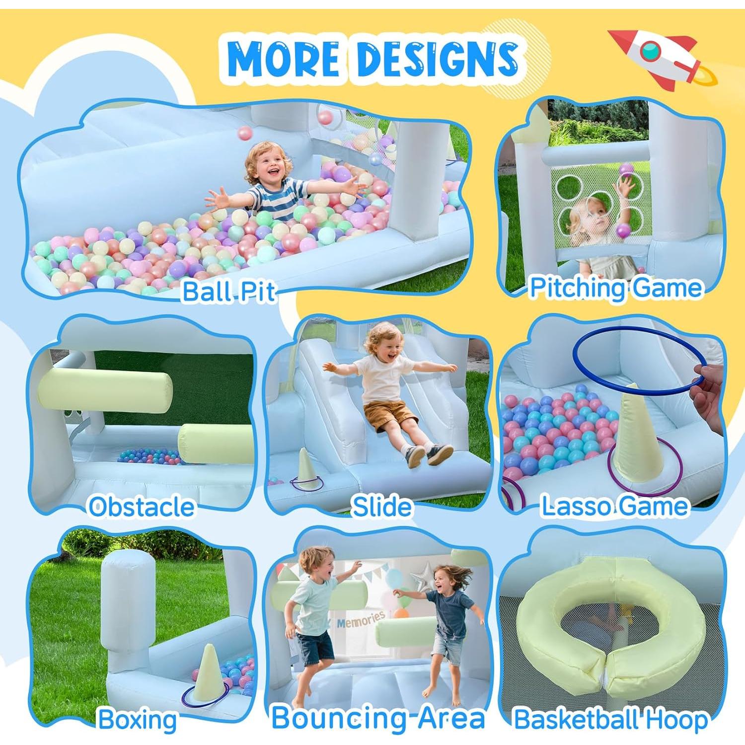 Casa Inflable de Rebote 8 en 1 Ninghaovov para Niños