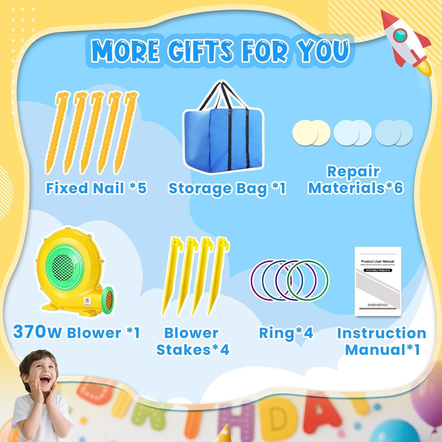 Casa Inflable de Rebote 8 en 1 Ninghaovov para Niños