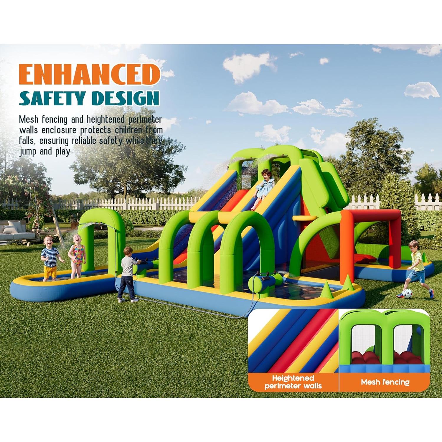 Castillo Inflable Albott SHT001 con Tobogán y Piscina 580x387x235 cm