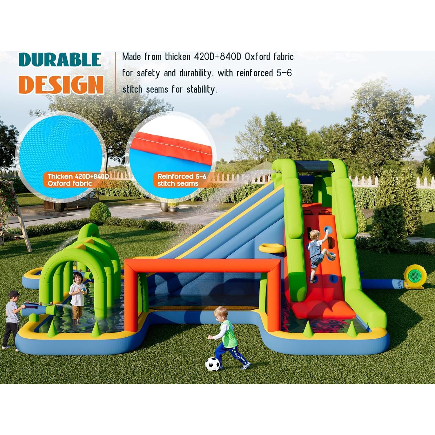 Castillo Inflable Albott SHT001 con Tobogán y Piscina 580x387x235 cm
