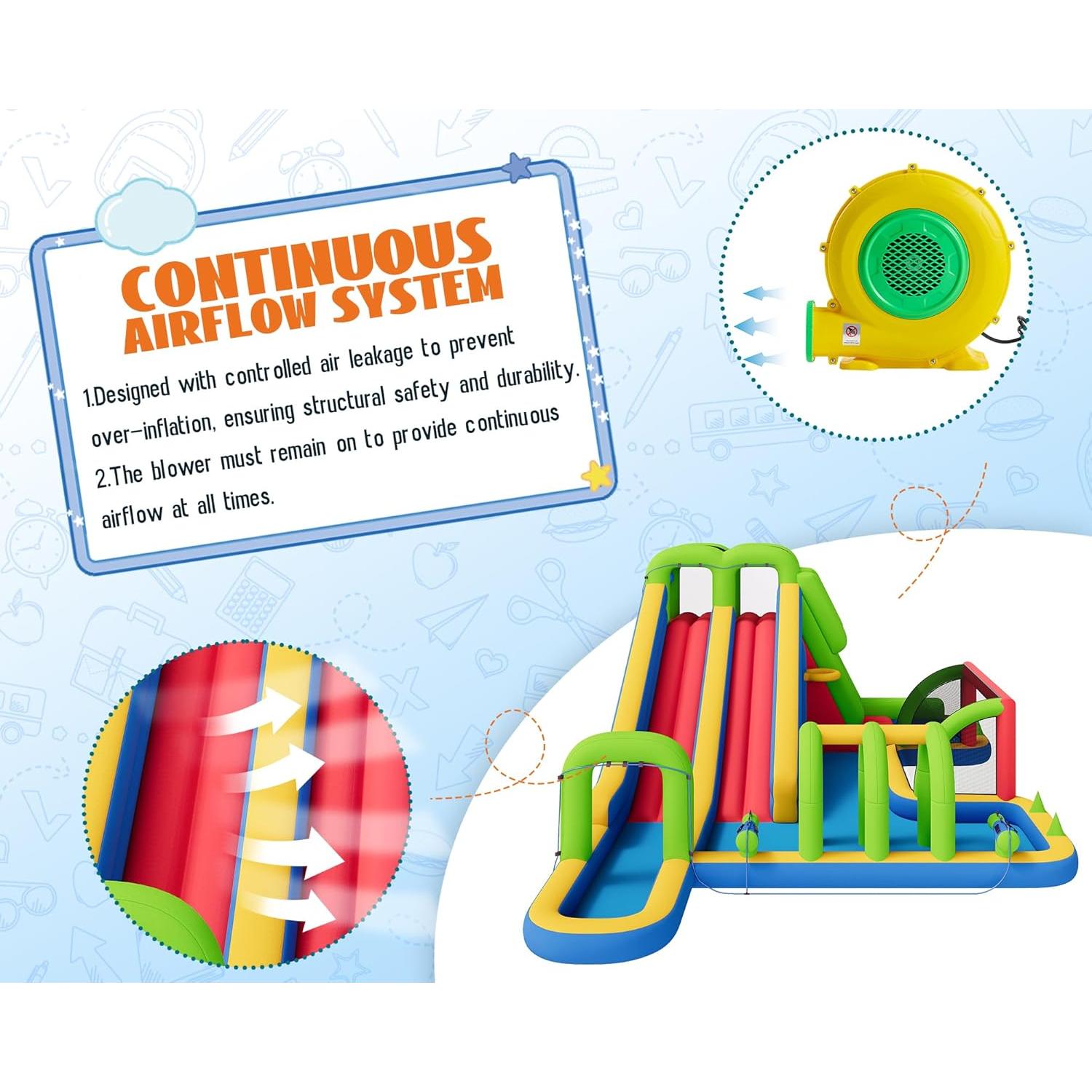 Castillo Inflable Albott SHT001 con Tobogán y Piscina 580x387x235 cm