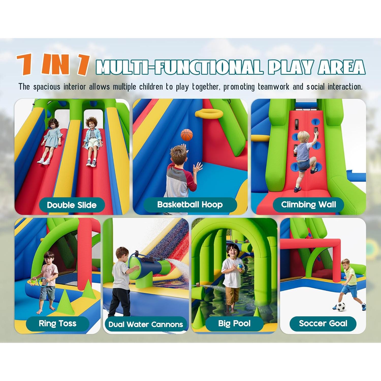 Castillo Inflable Albott SHT001 con Tobogán y Piscina 580x387x235 cm