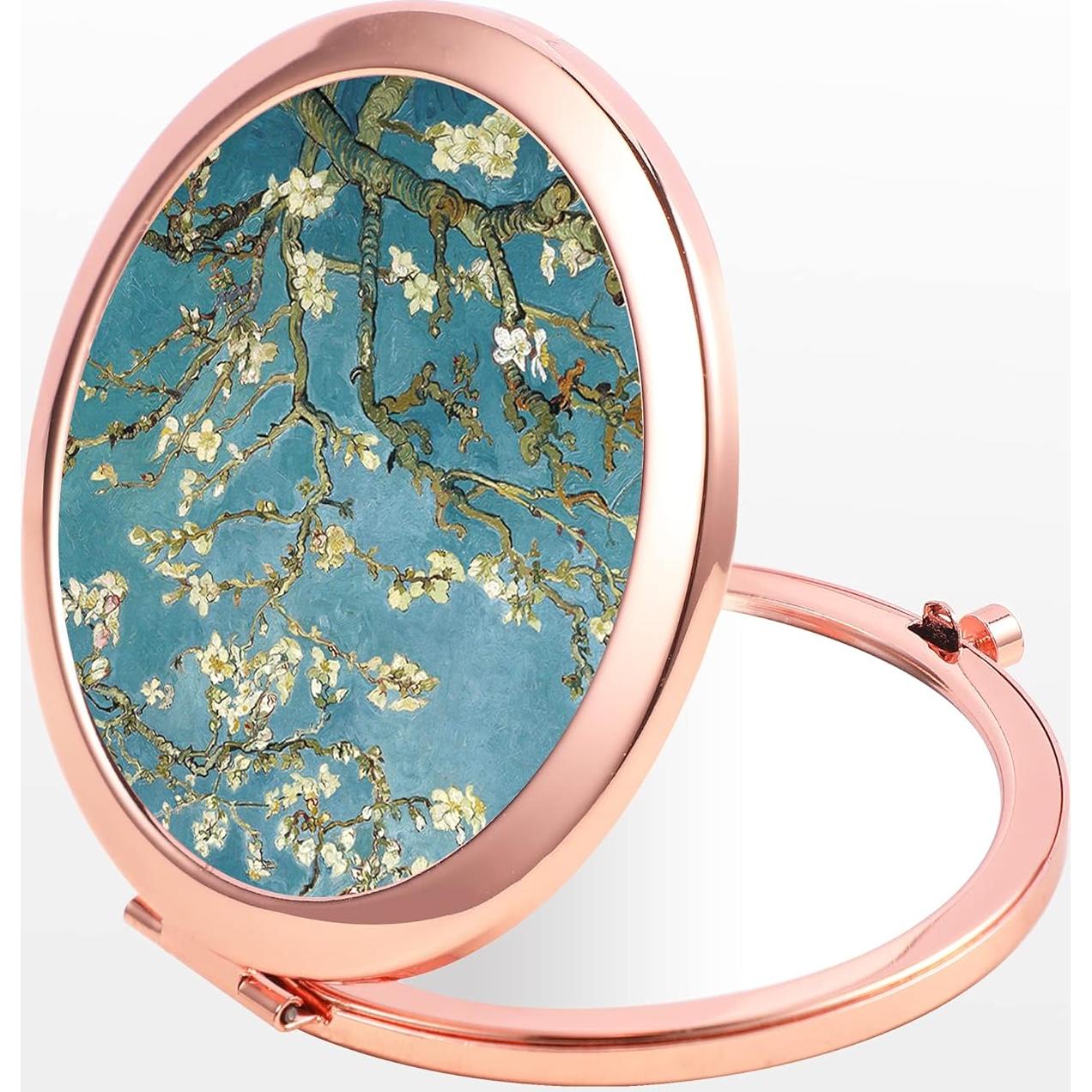 Espejo Compacto Dynippy Rosa Dorado Doble Cara 2x 1x 7cm