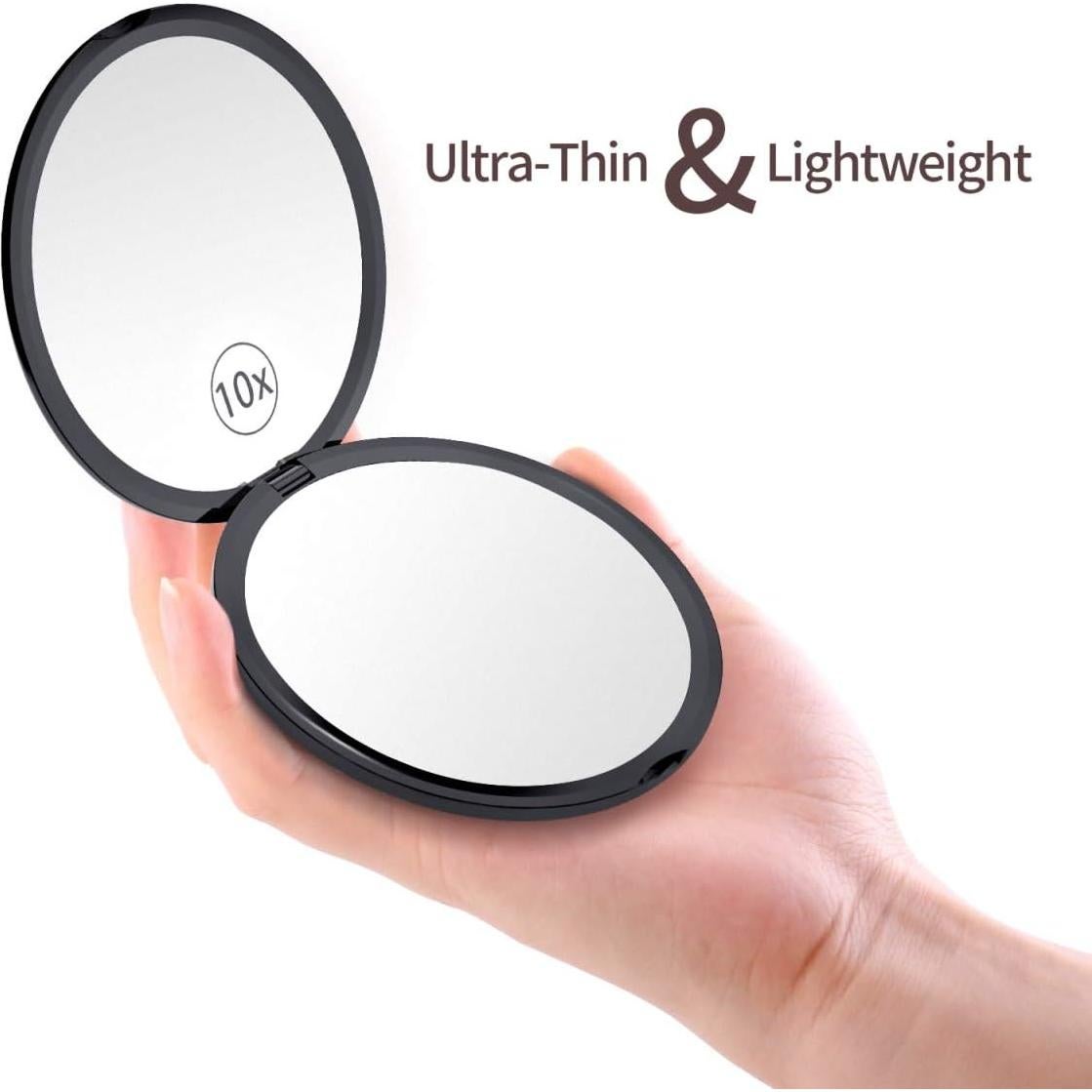 Espejo de Maquillaje Gospire Doble Cara 1X/10X Plegable 10.16cm Negro