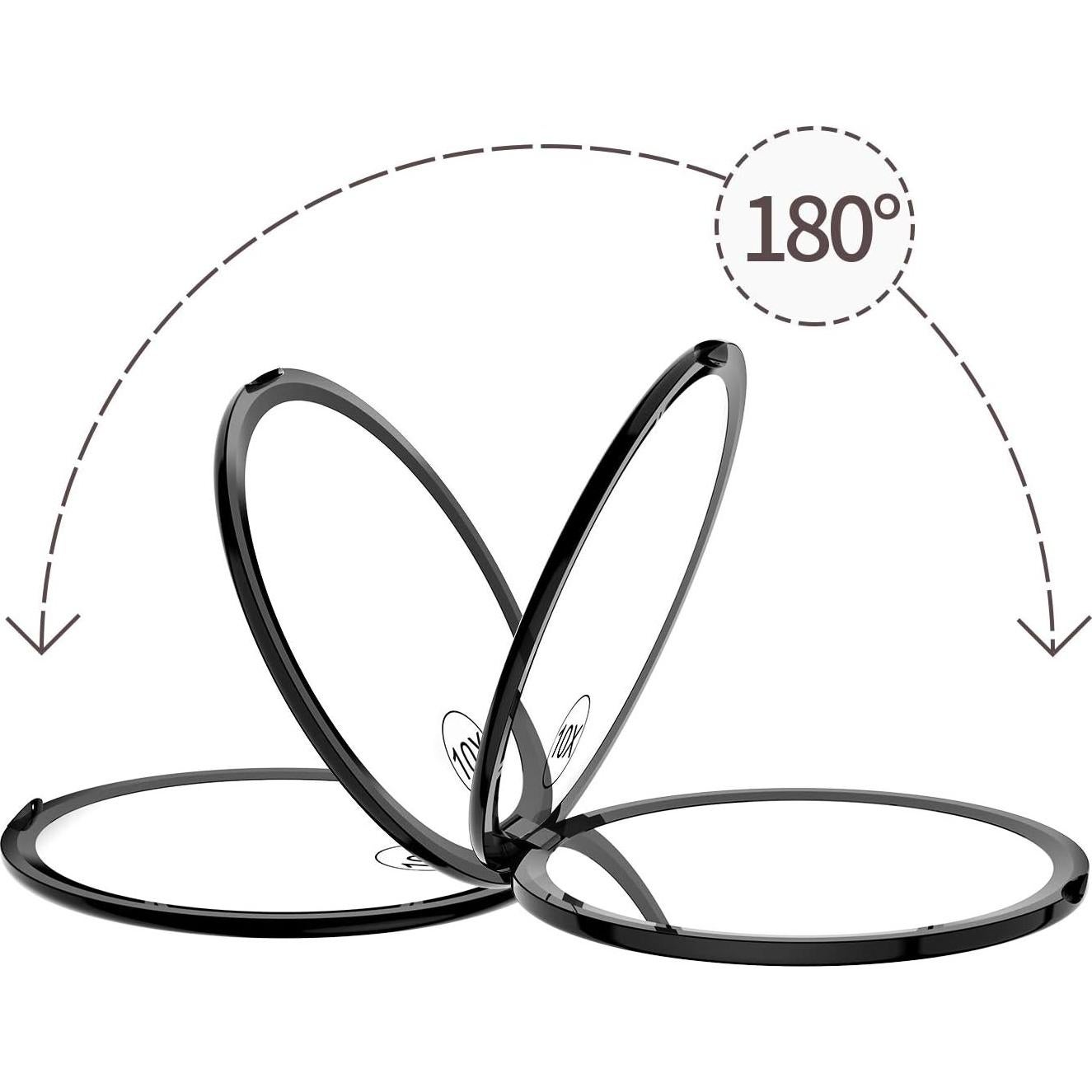 Espejo de Maquillaje Gospire Doble Cara 1X/10X Plegable 10.16cm Negro